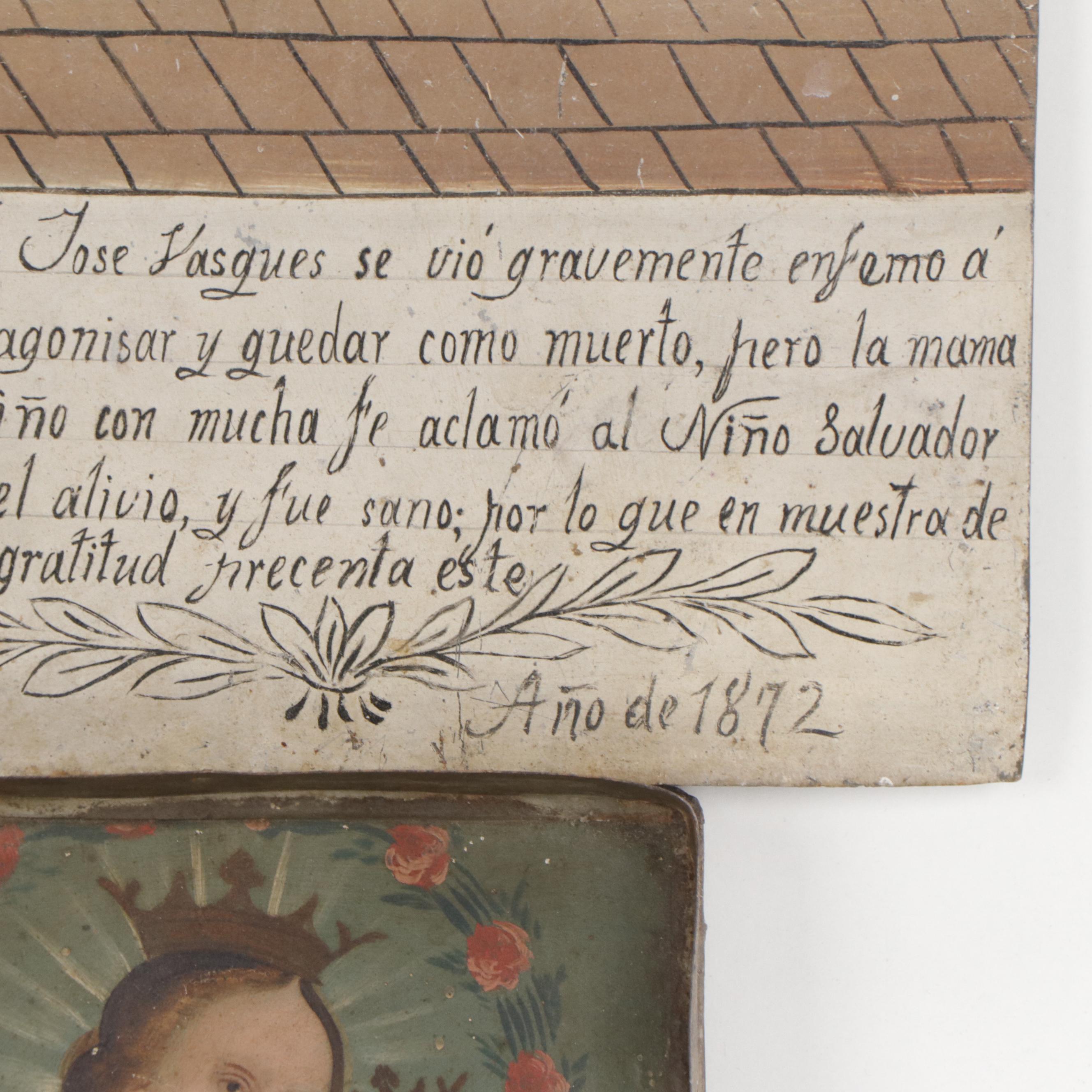 Mexican Ex-Voto Paintings, Retablo and Reverse Painting on Glass, 19th Century