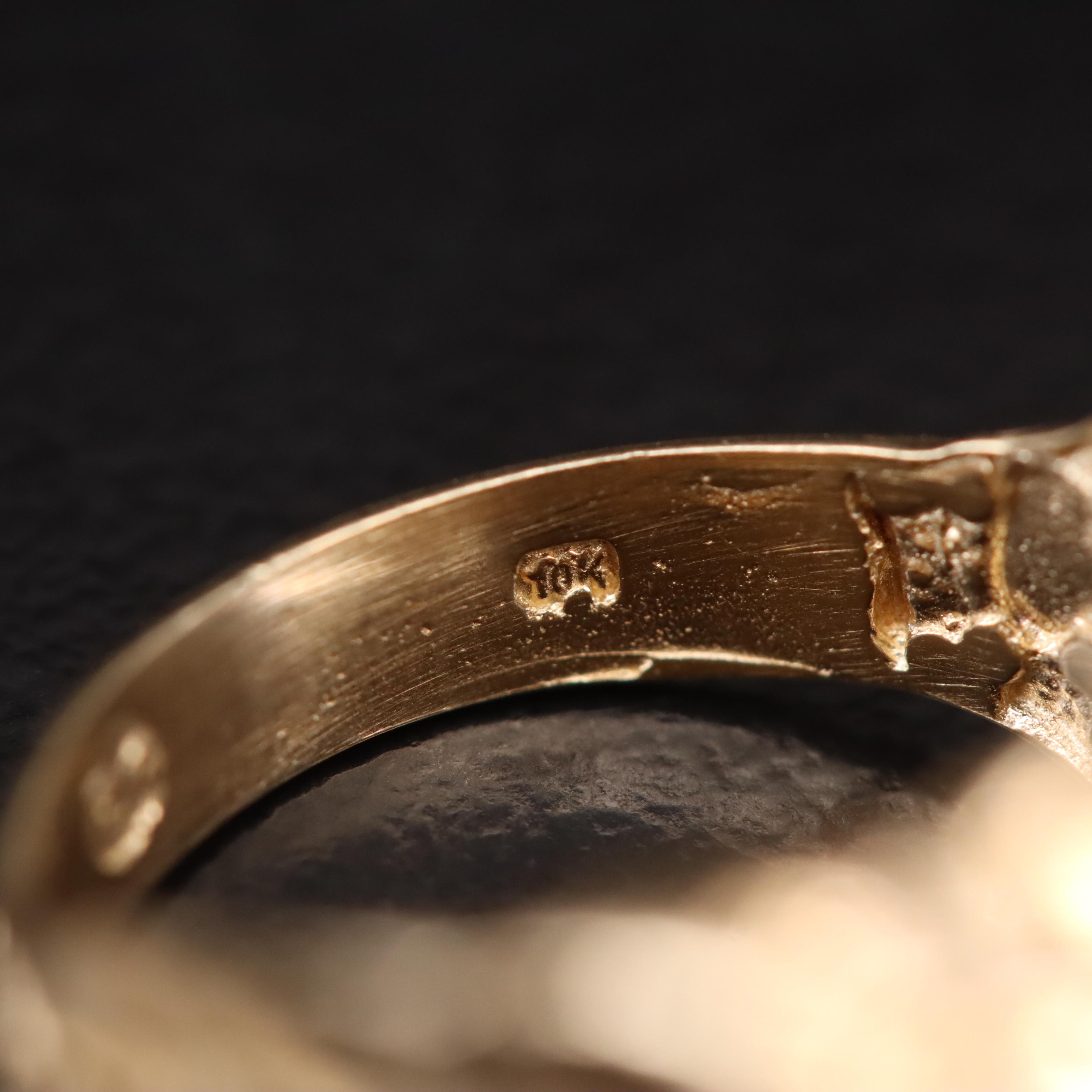 10K Ring with Diamond Cut Accents