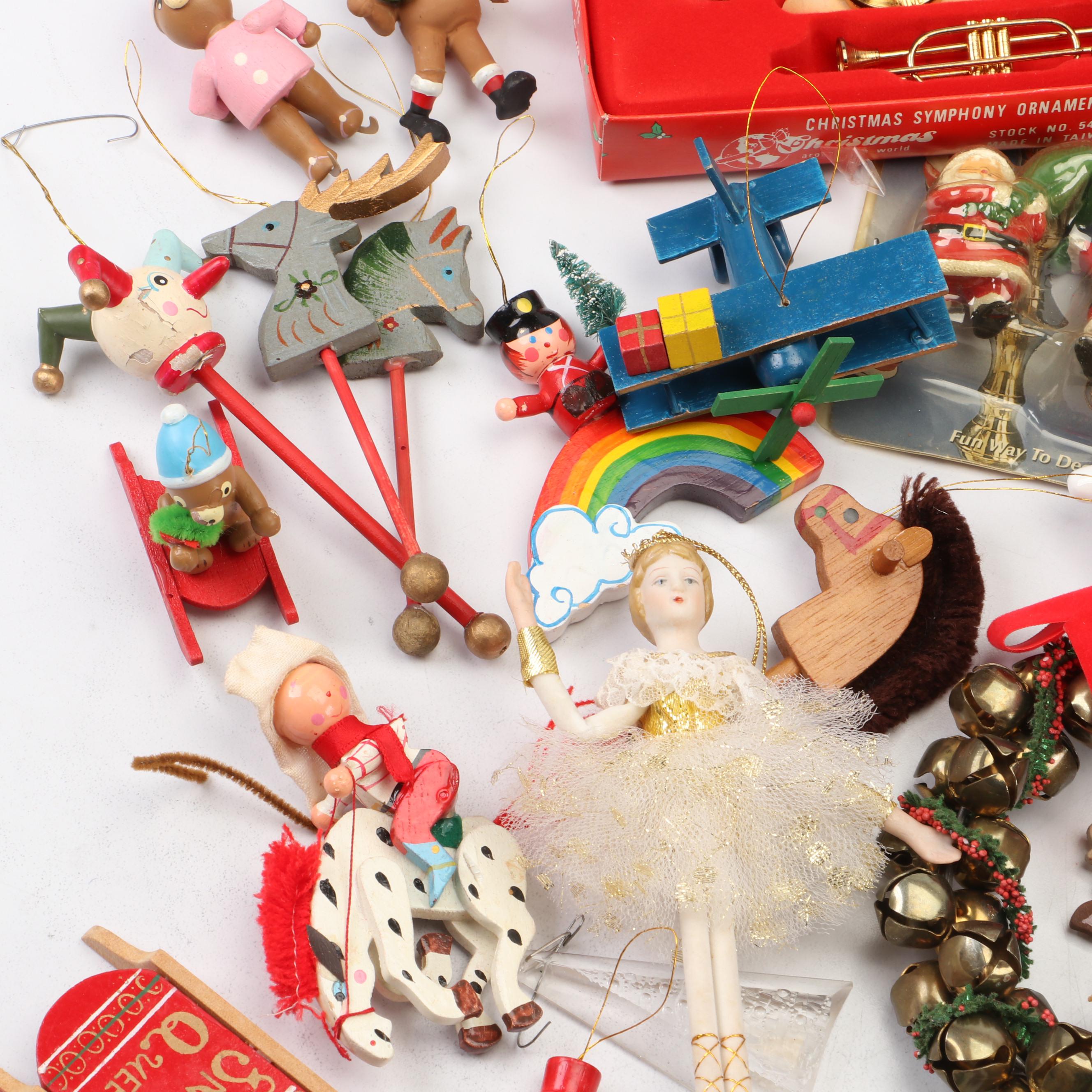 Metal Star Tree Topper with Wood and Other Christmas Ornaments and Décor