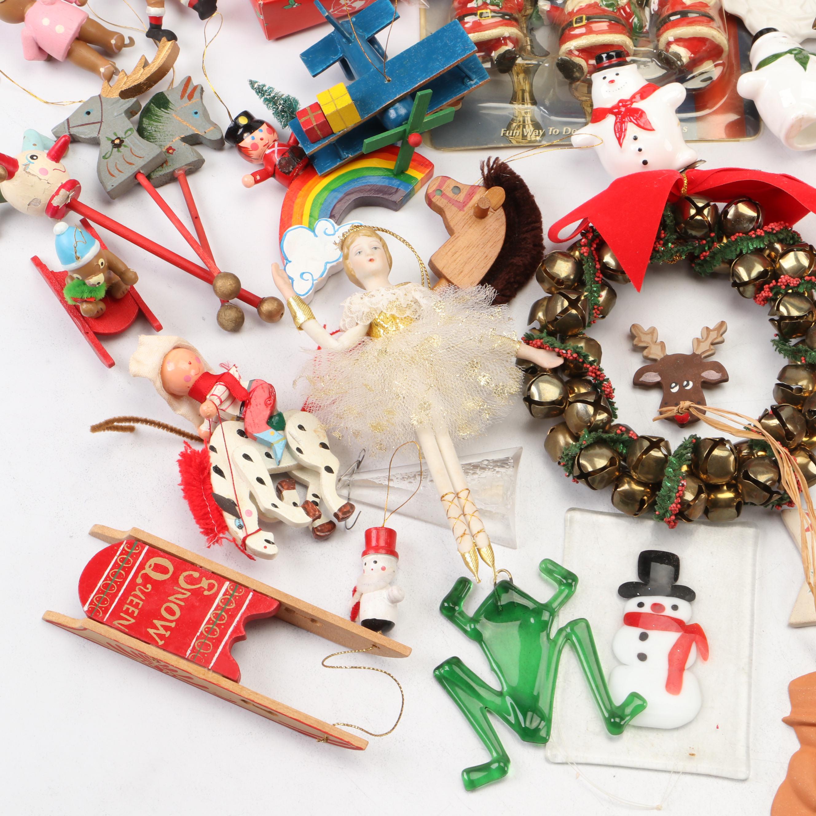 Metal Star Tree Topper with Wood and Other Christmas Ornaments and Décor
