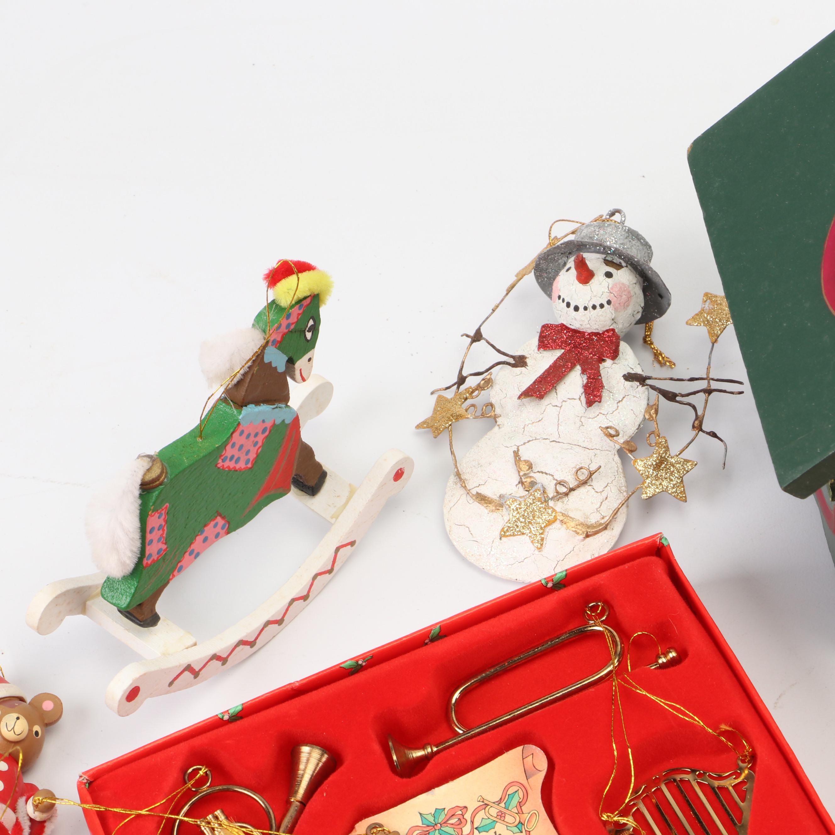 Metal Star Tree Topper with Wood and Other Christmas Ornaments and Décor