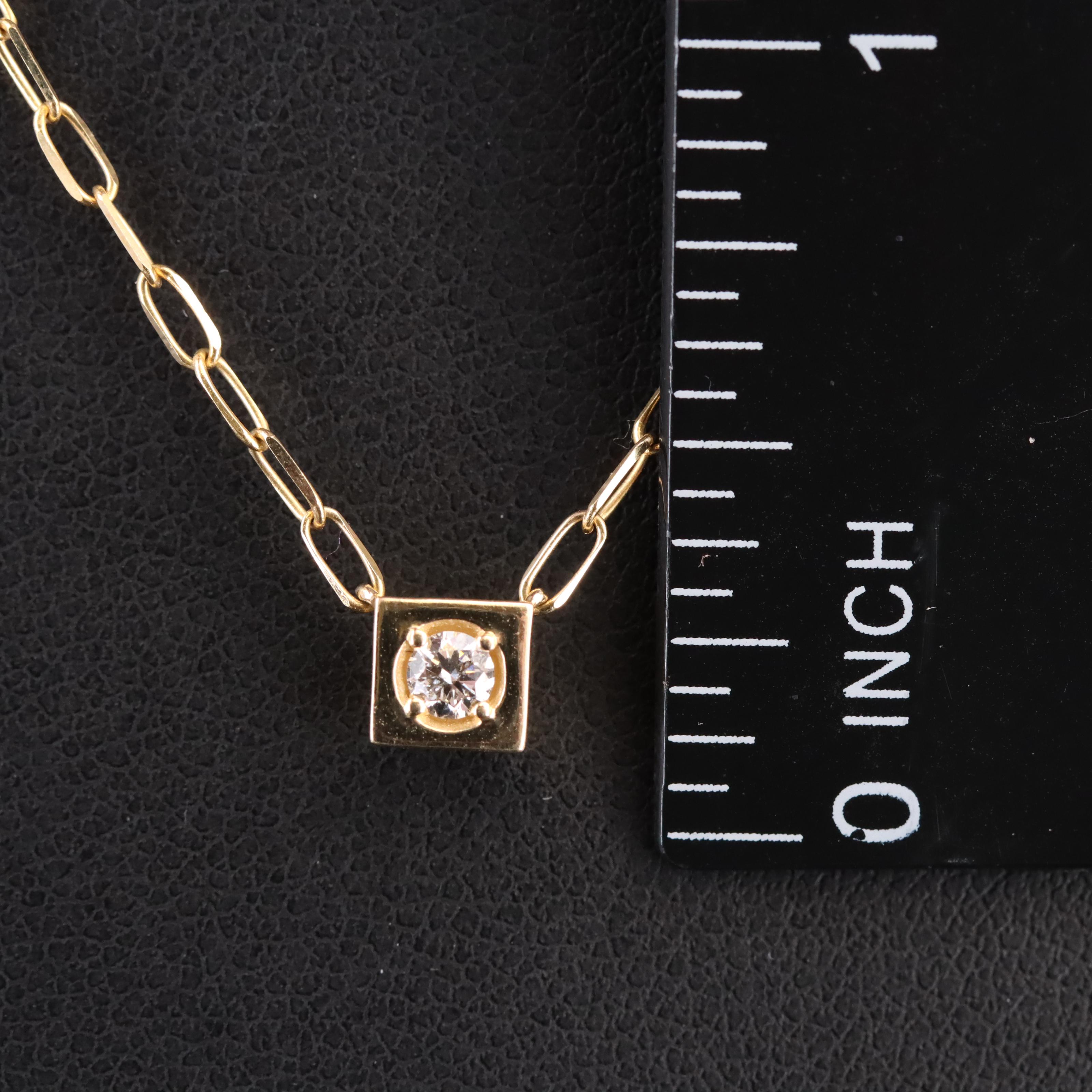 14K 0.07 CT Diamond Solitaire Cable Chain Necklace