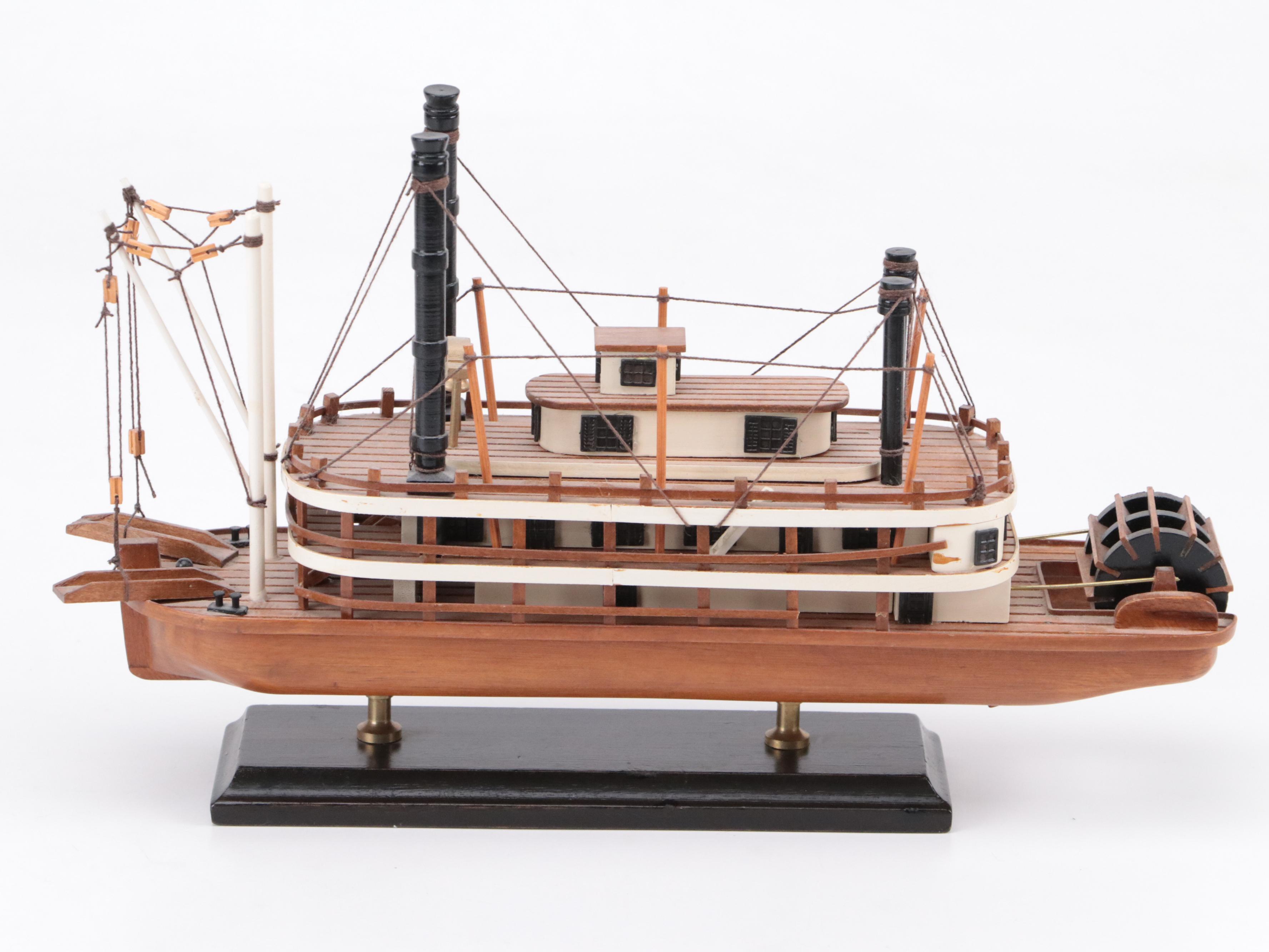 Wooden Steamboat Model with Coney Island Prints