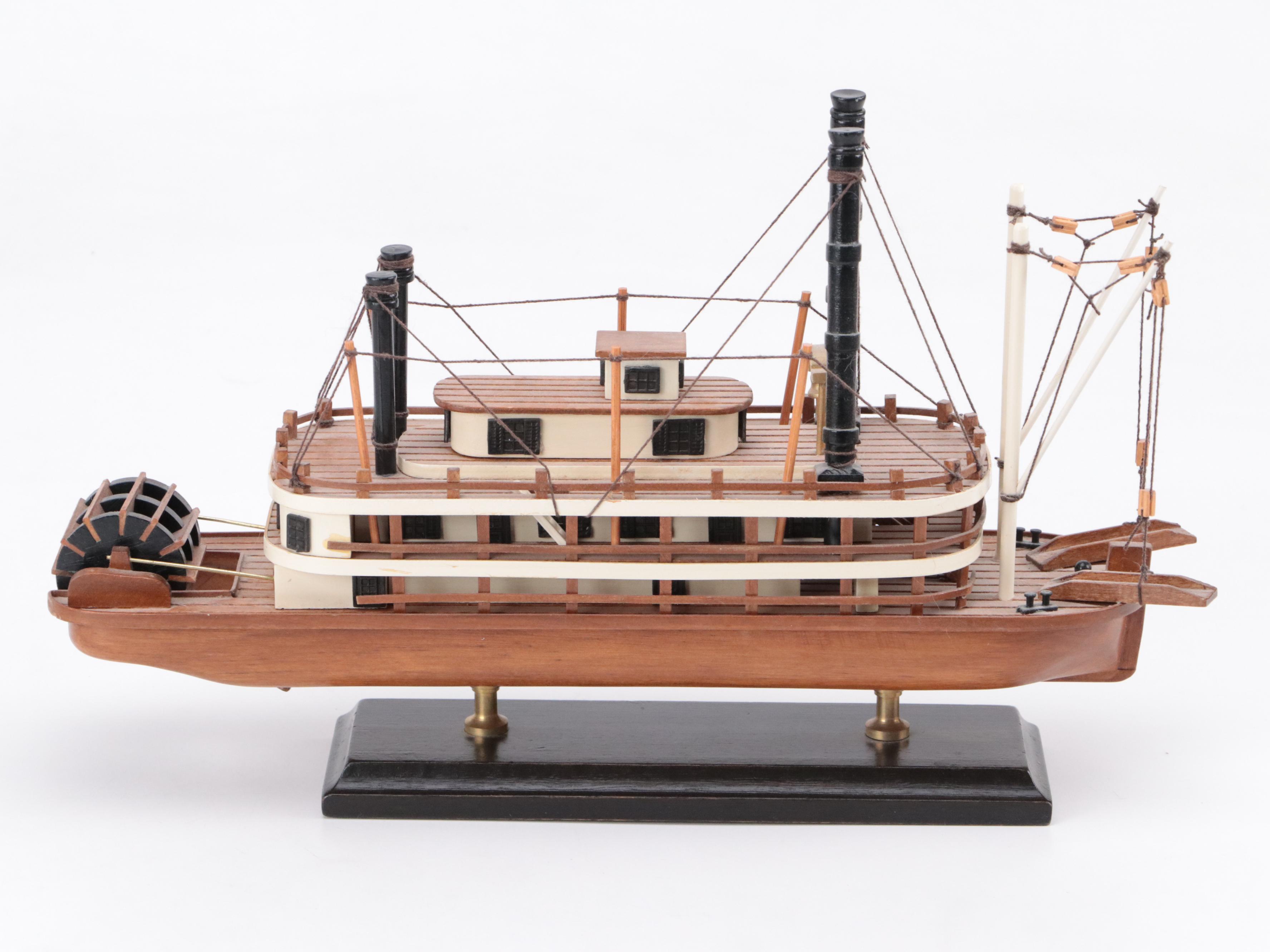 Wooden Steamboat Model with Coney Island Prints
