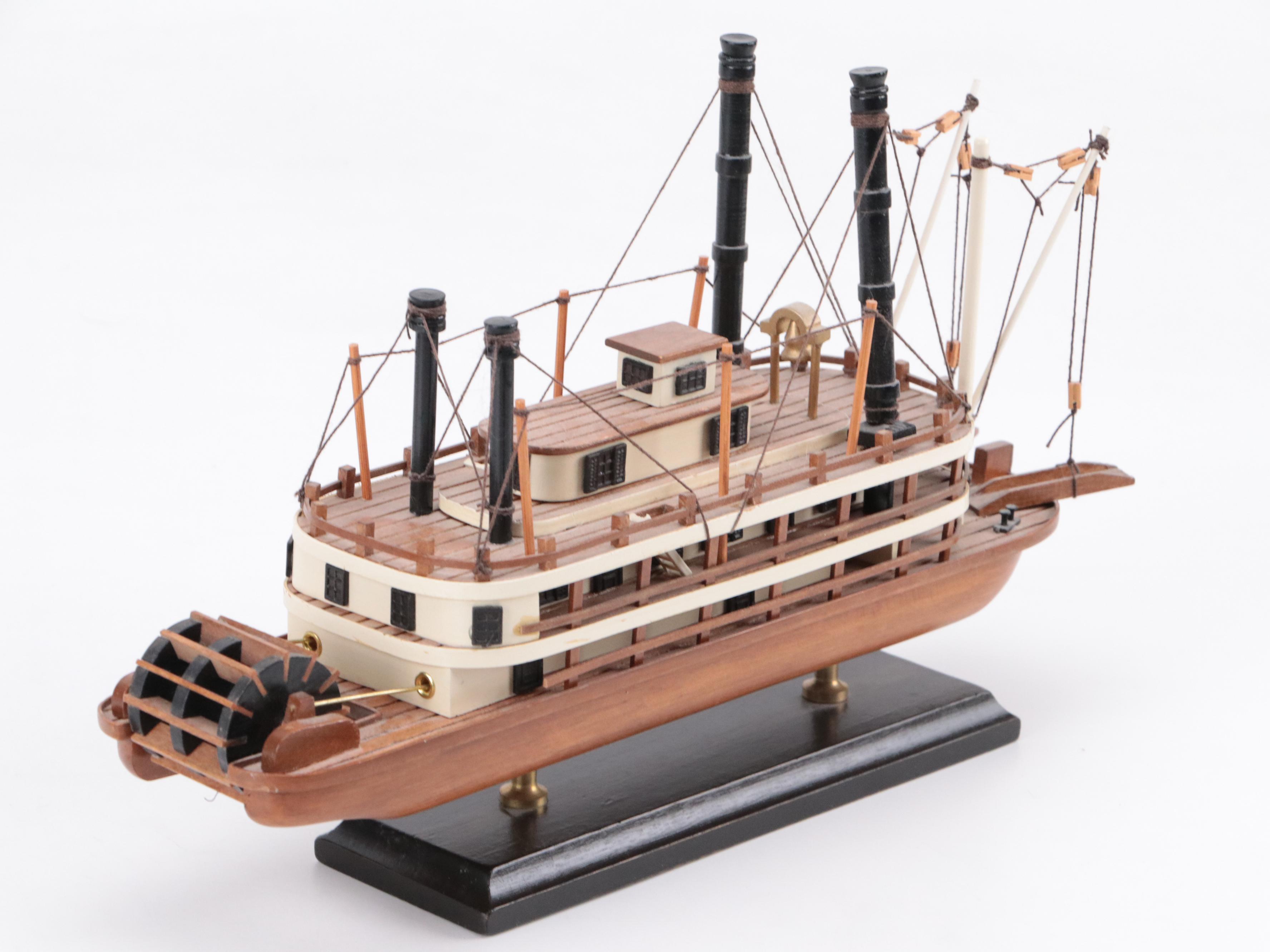 Wooden Steamboat Model with Coney Island Prints
