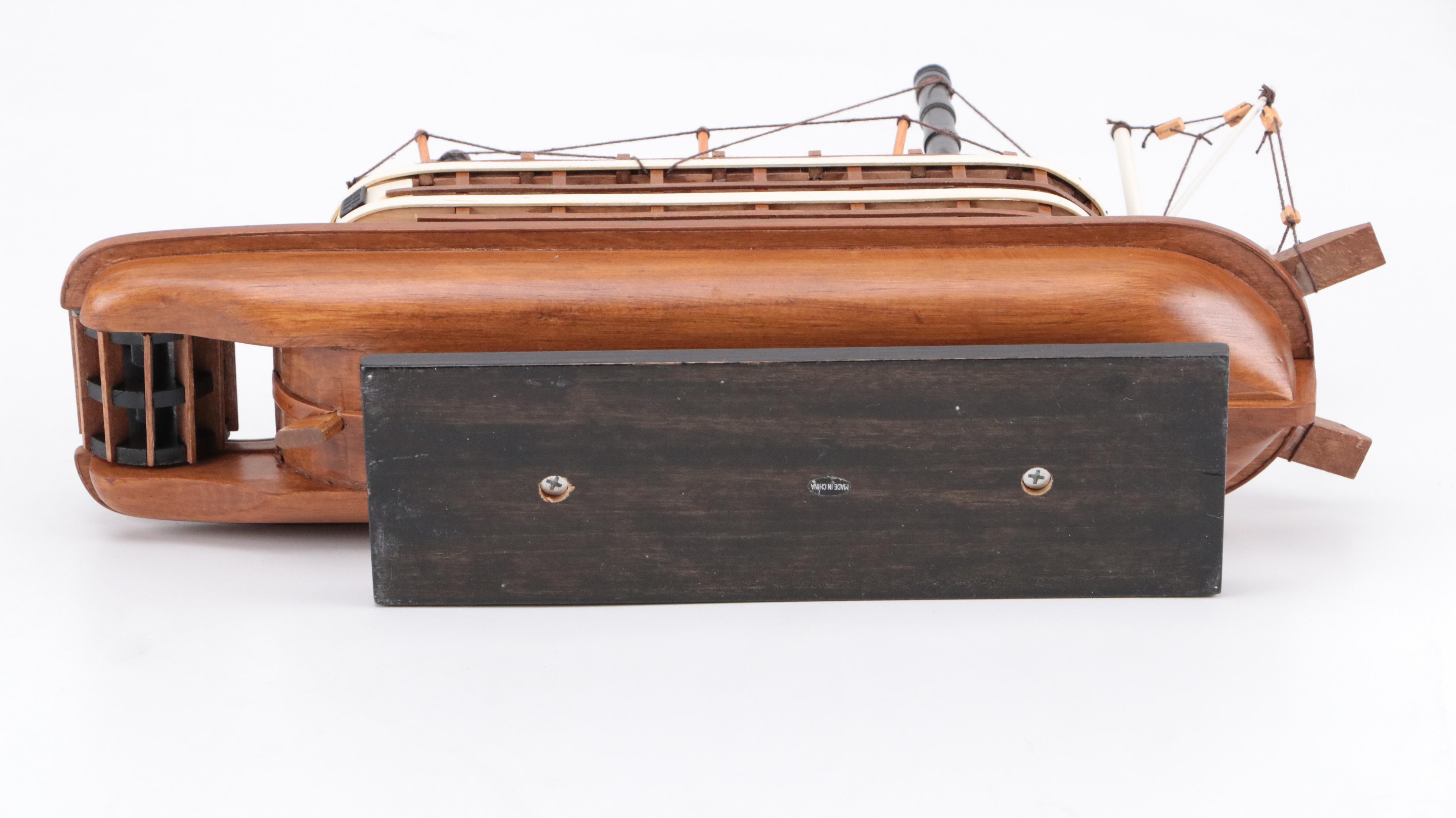 Wooden Steamboat Model with Coney Island Prints