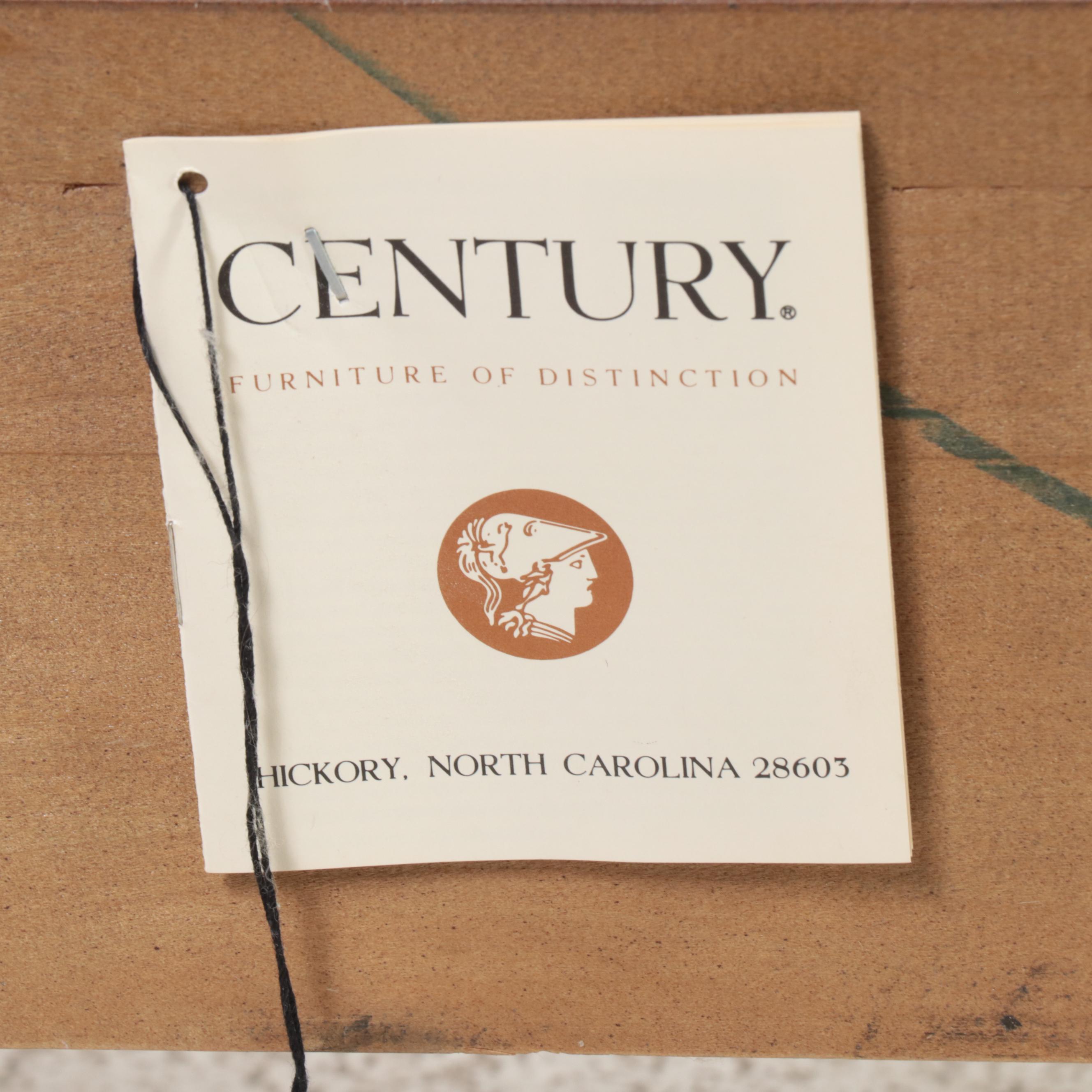 Century Furniture Art Deco Style Brass-Mounted Oak Queen Bed and Nightstand