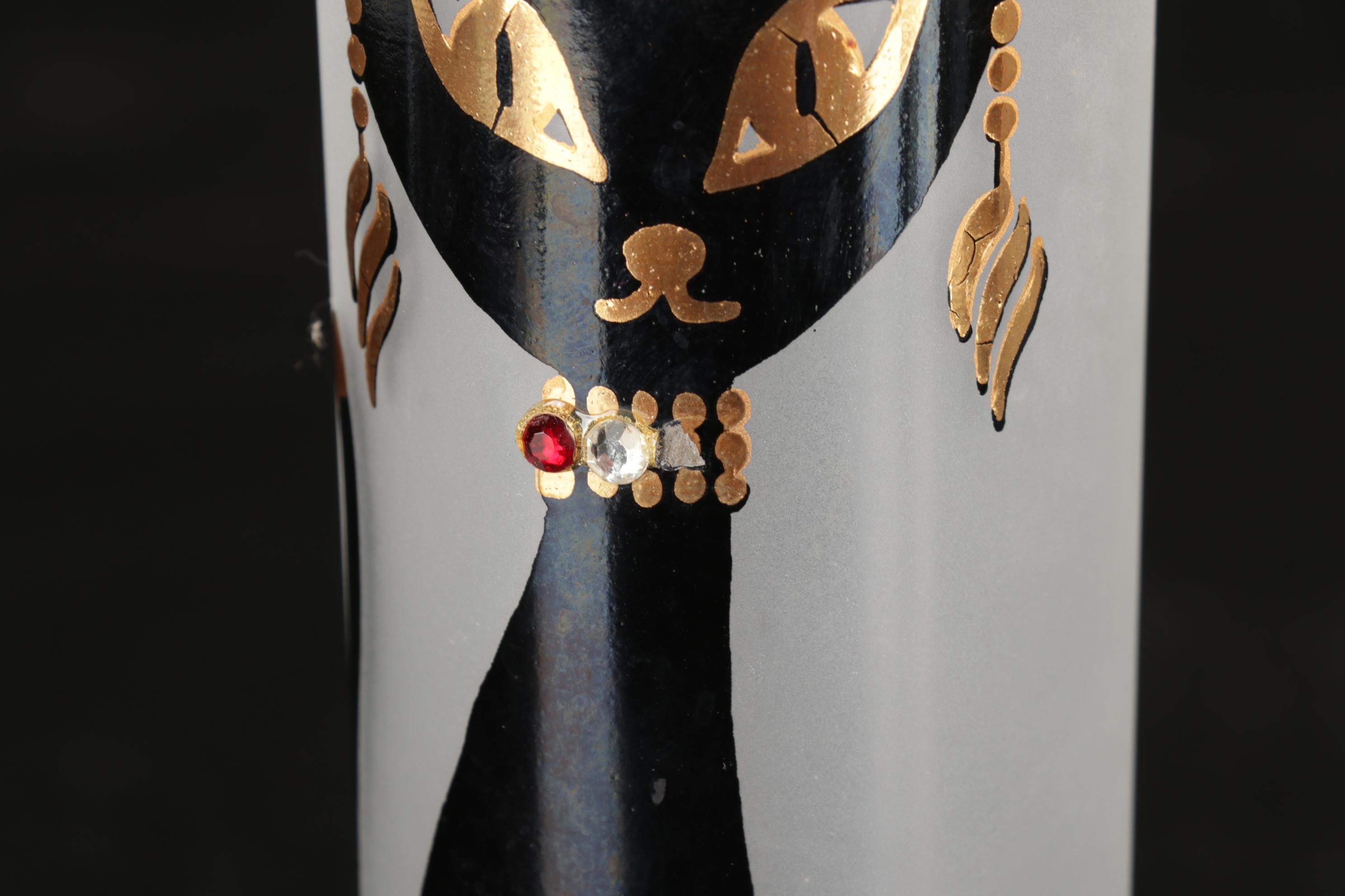 Libbey "Kit Kat Cool Cat" Maida Armour Tall Collins Glasses With Jewel Accents