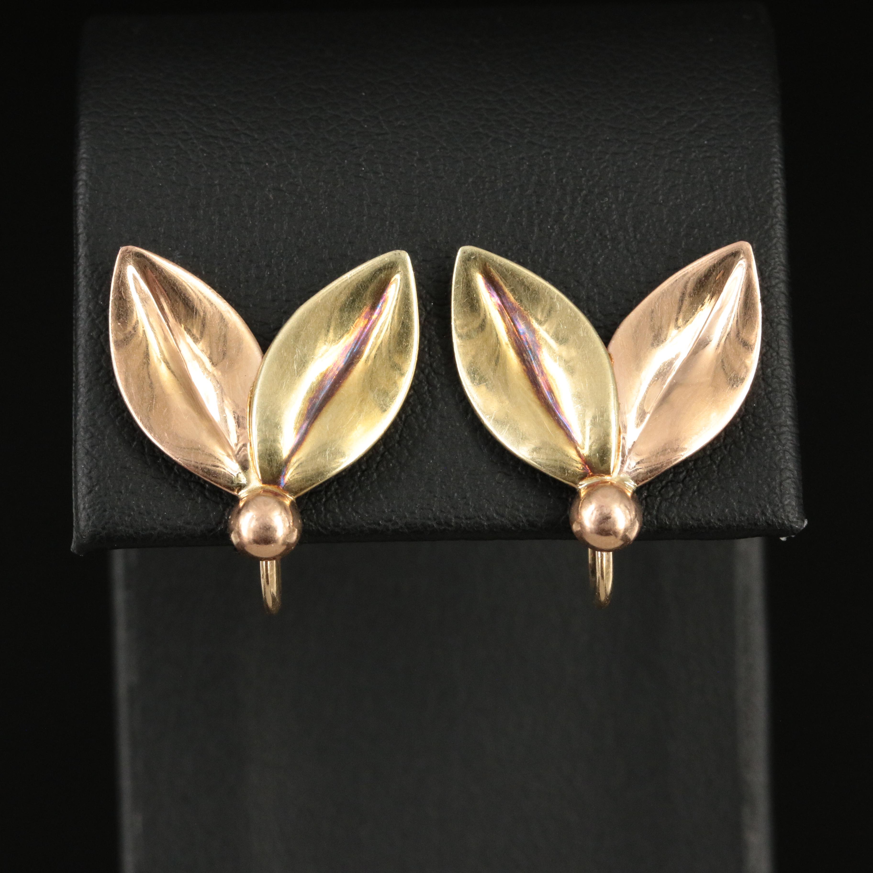 Tiffany & Co. 14K Rose and Green Gold Earrings