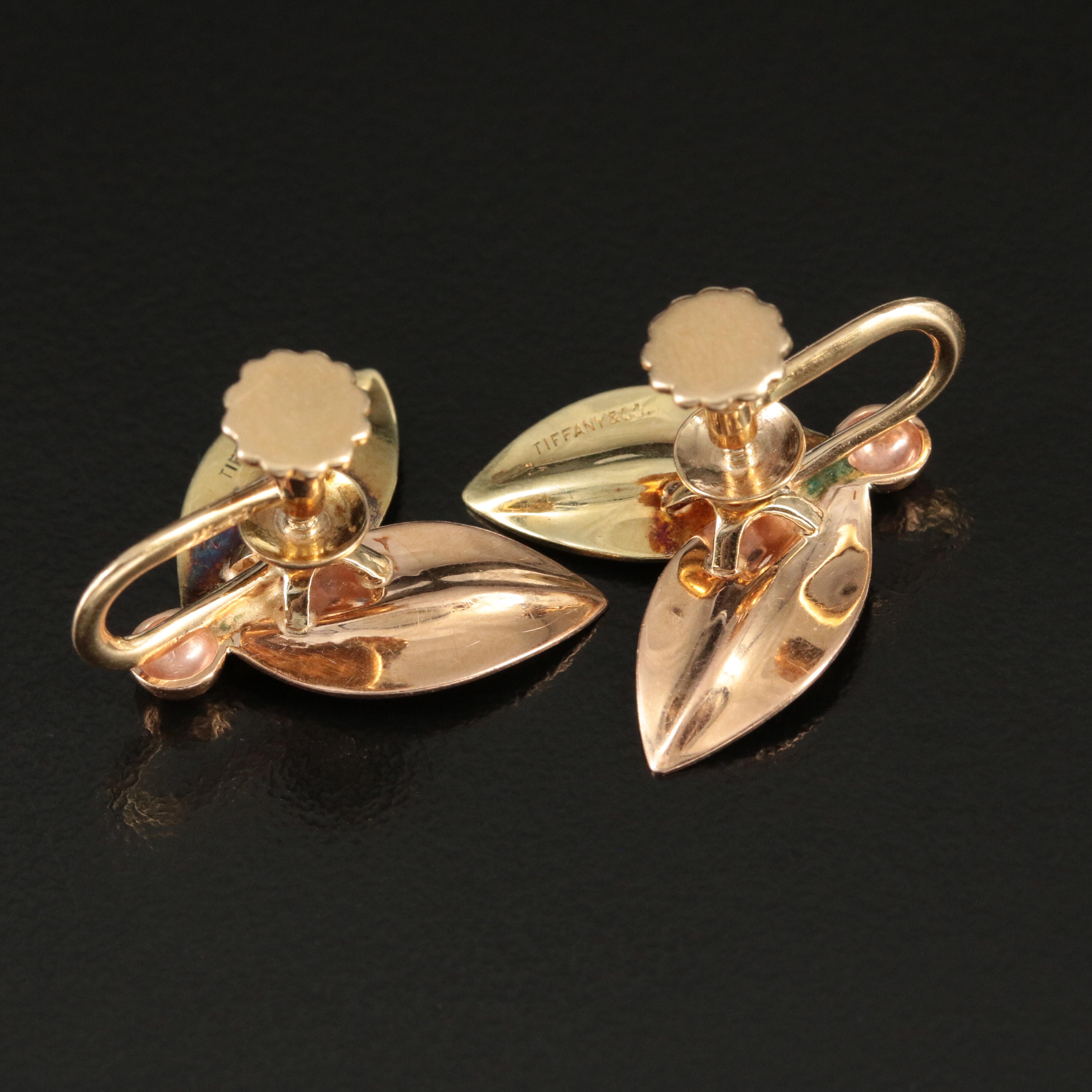 Tiffany & Co. 14K Rose and Green Gold Earrings