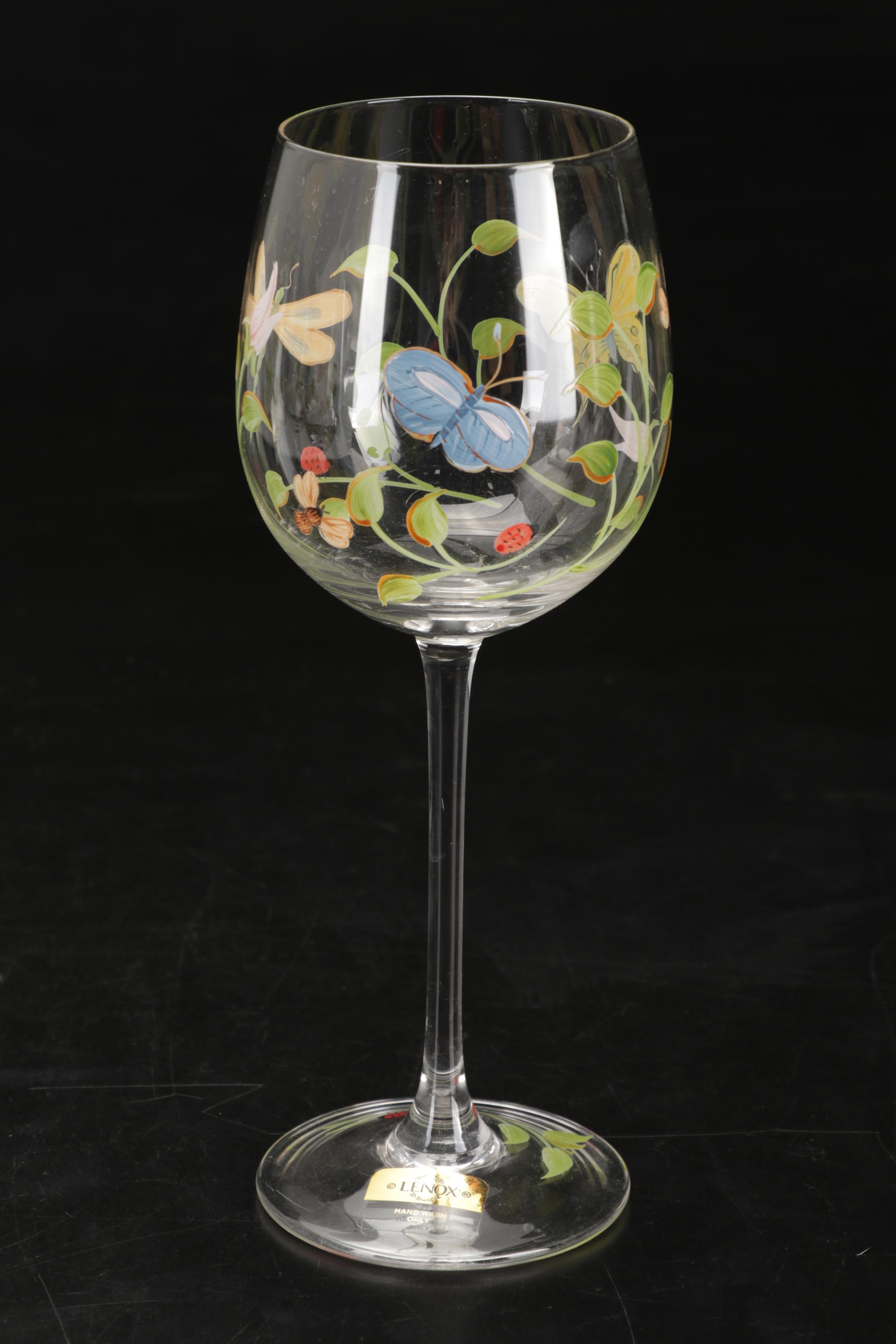 Lenox "Butterfly Meadow" Wine Glasses with Suspended Decanter and Pitcher