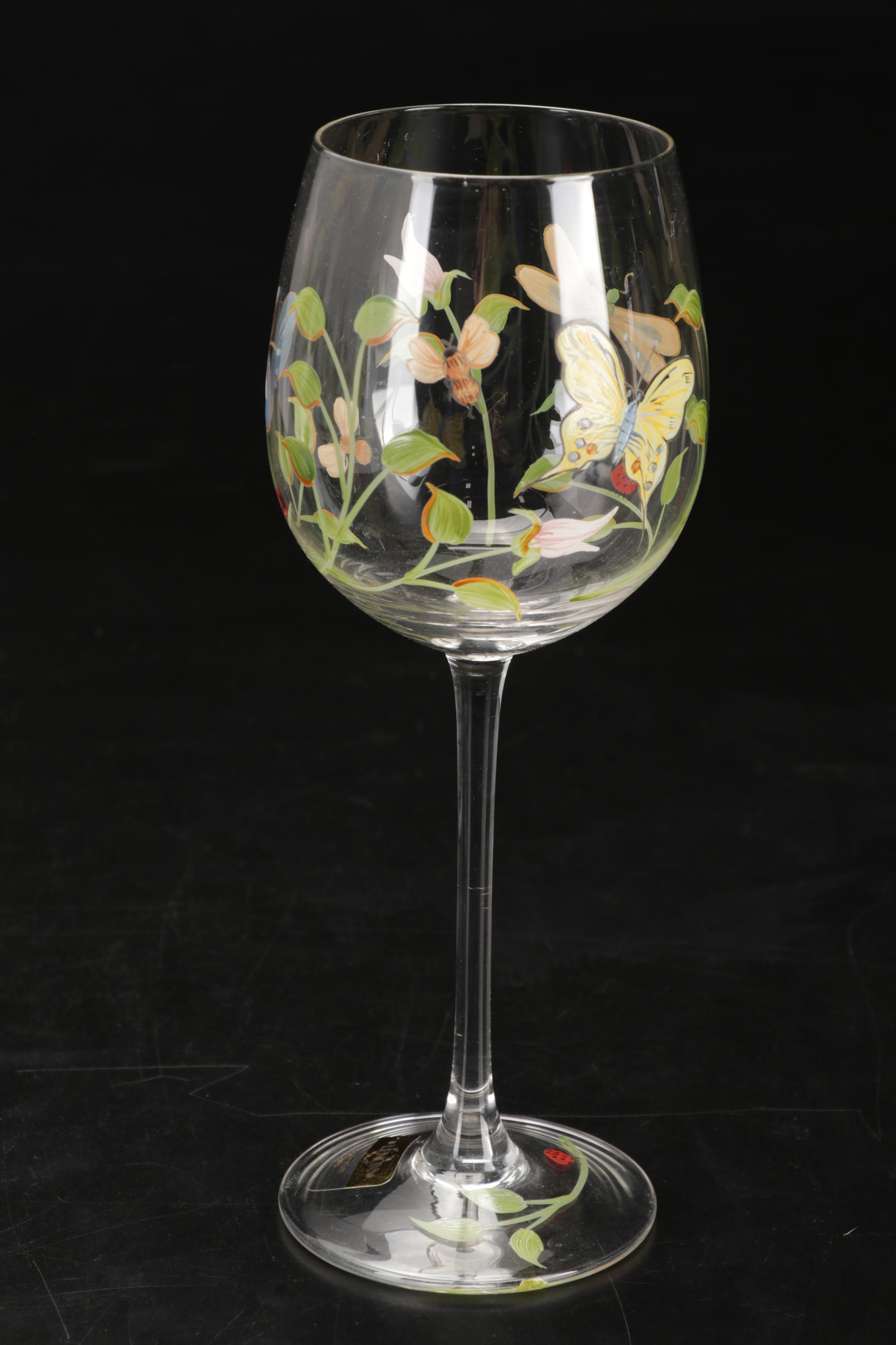 Lenox "Butterfly Meadow" Wine Glasses with Suspended Decanter and Pitcher