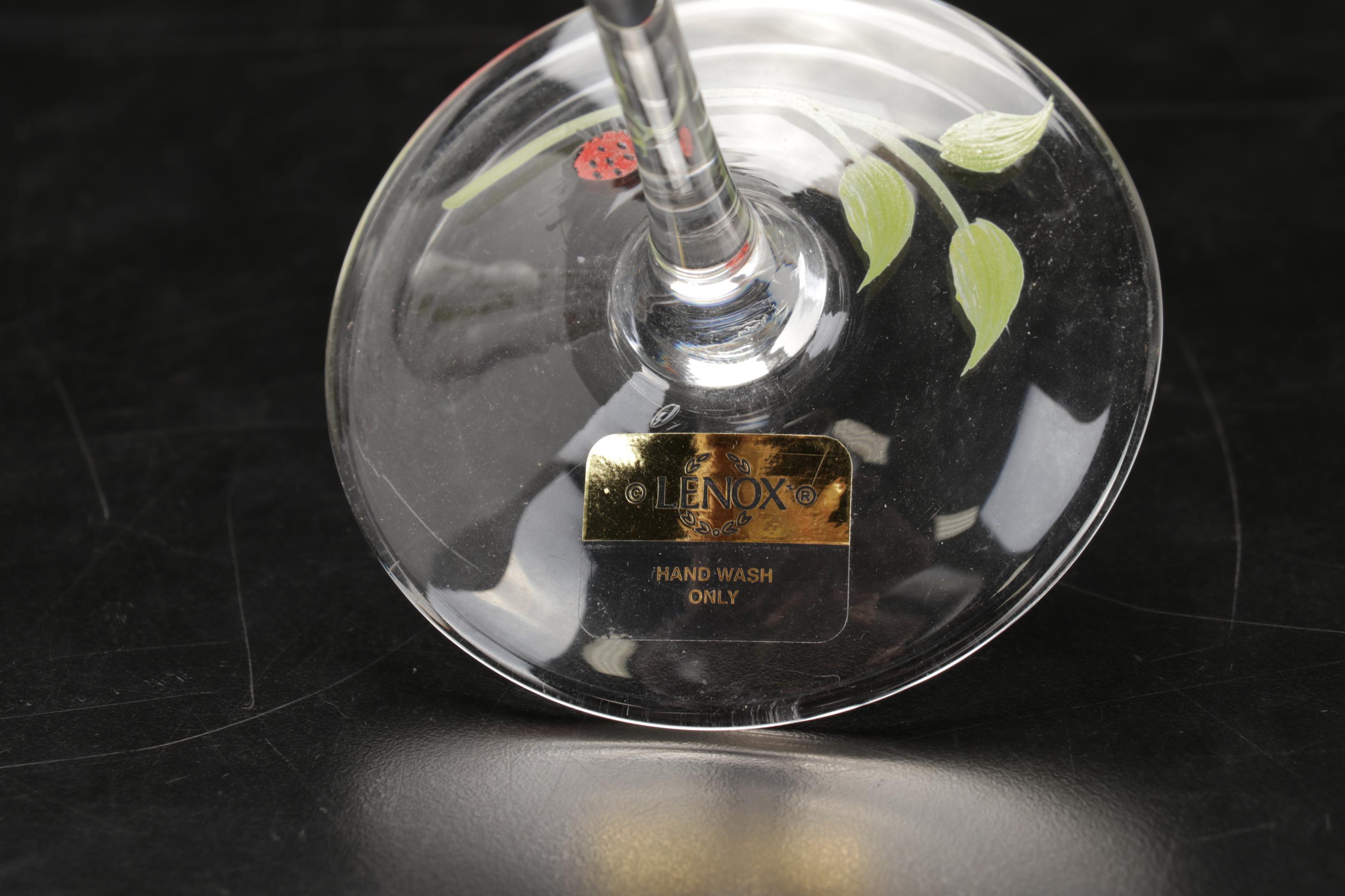 Lenox "Butterfly Meadow" Wine Glasses with Suspended Decanter and Pitcher