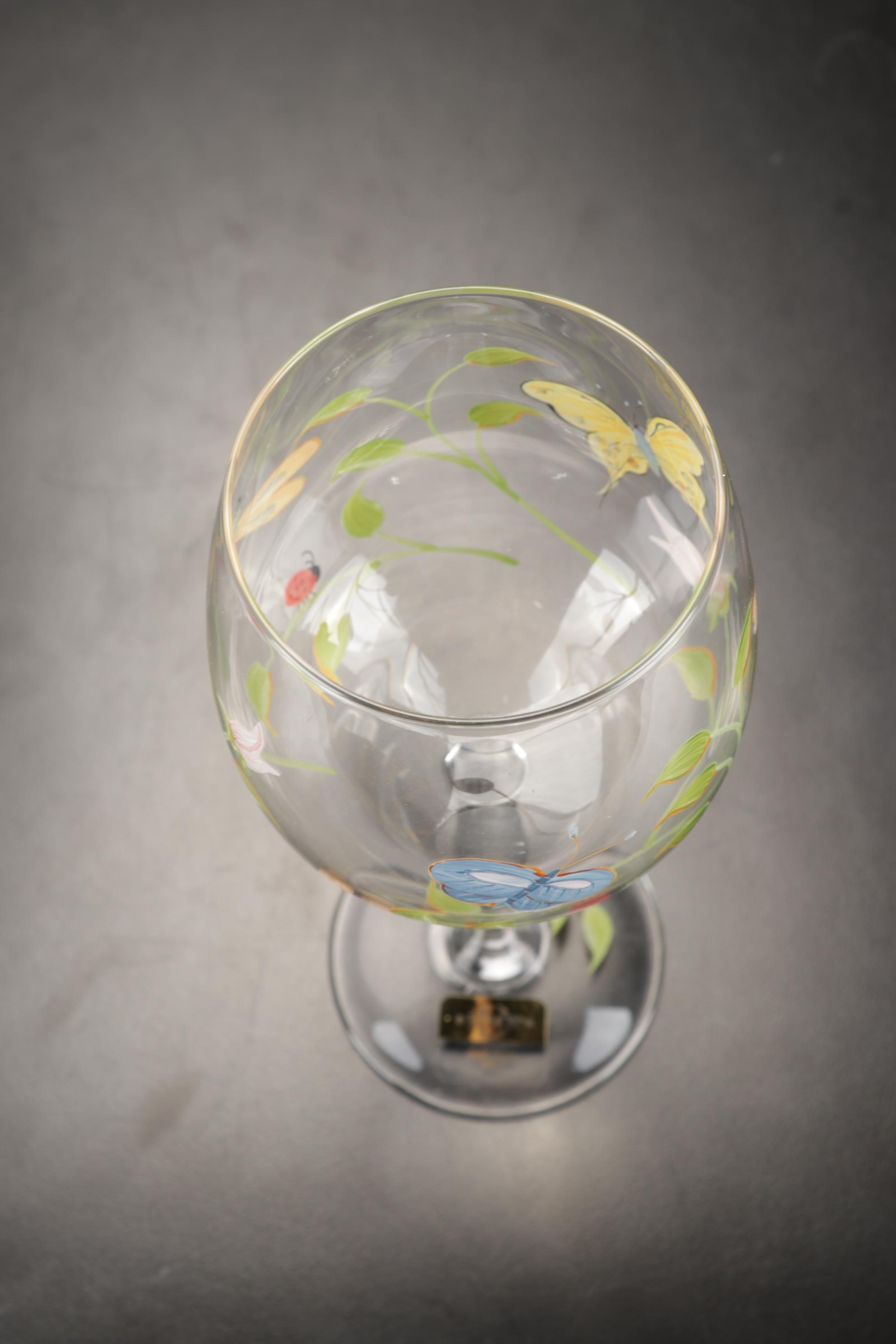 Lenox "Butterfly Meadow" Wine Glasses with Suspended Decanter and Pitcher