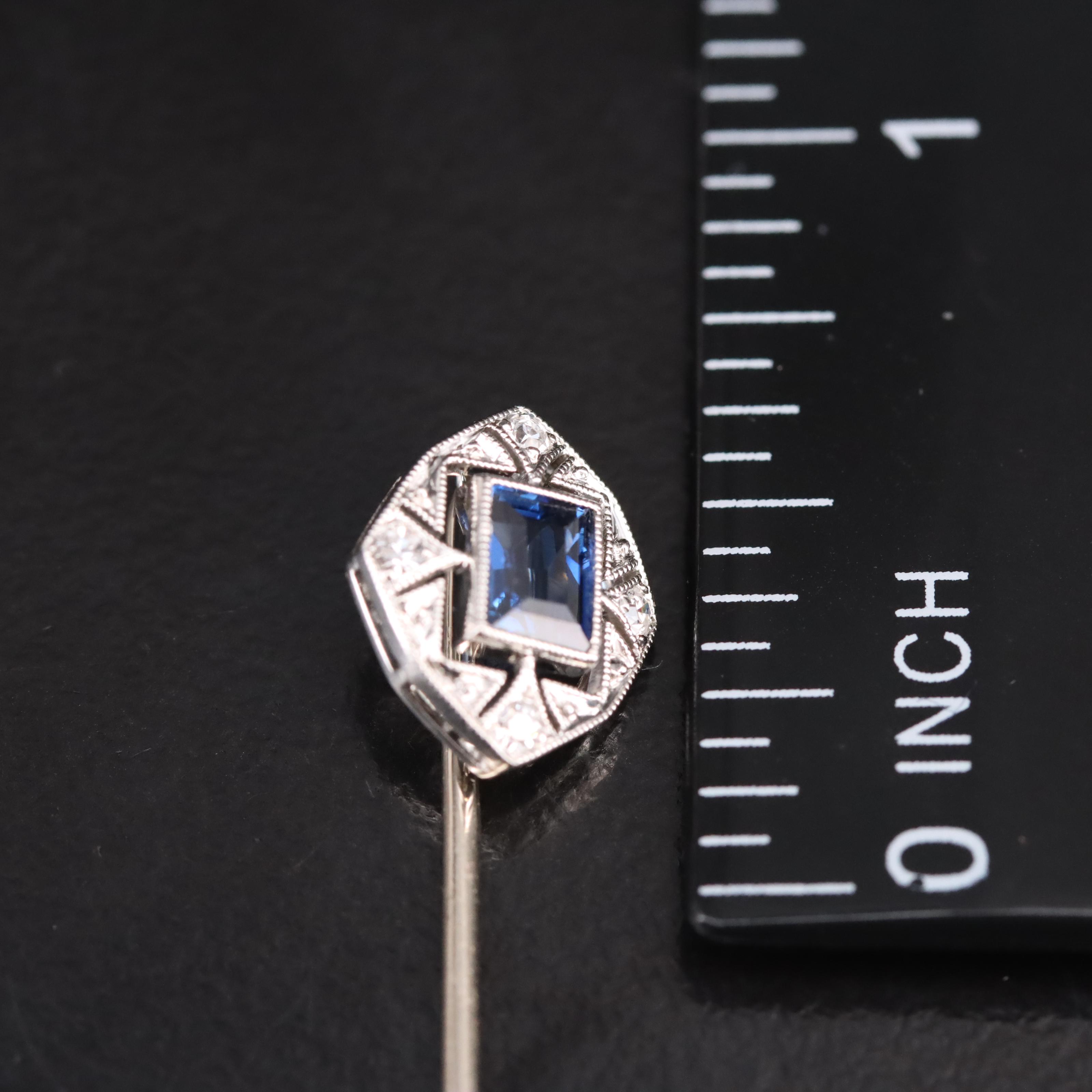 Platinum and 14K Sapphire and Diamond Stick Pin