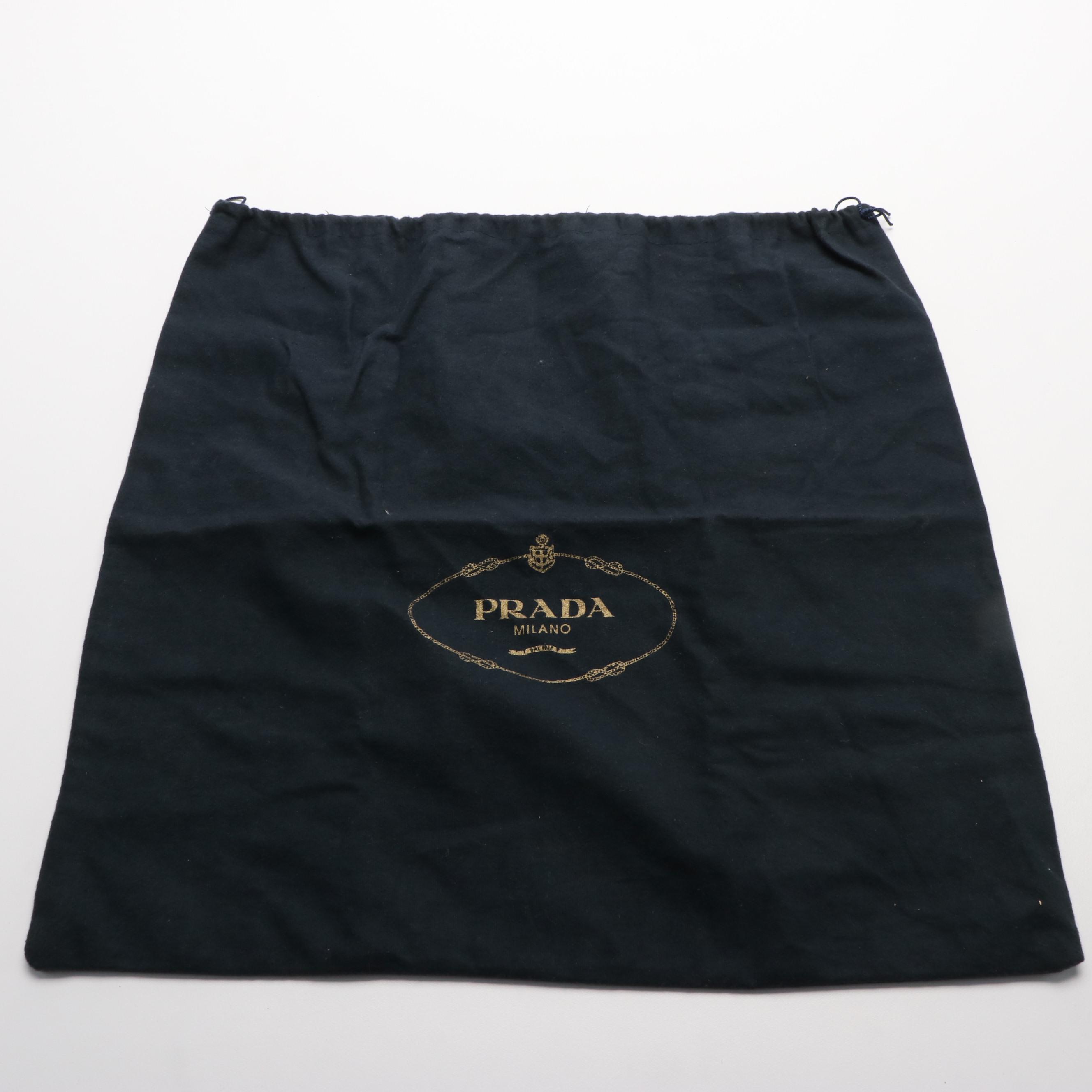 Prada Leather Trimmed Canapa Bowler Bag