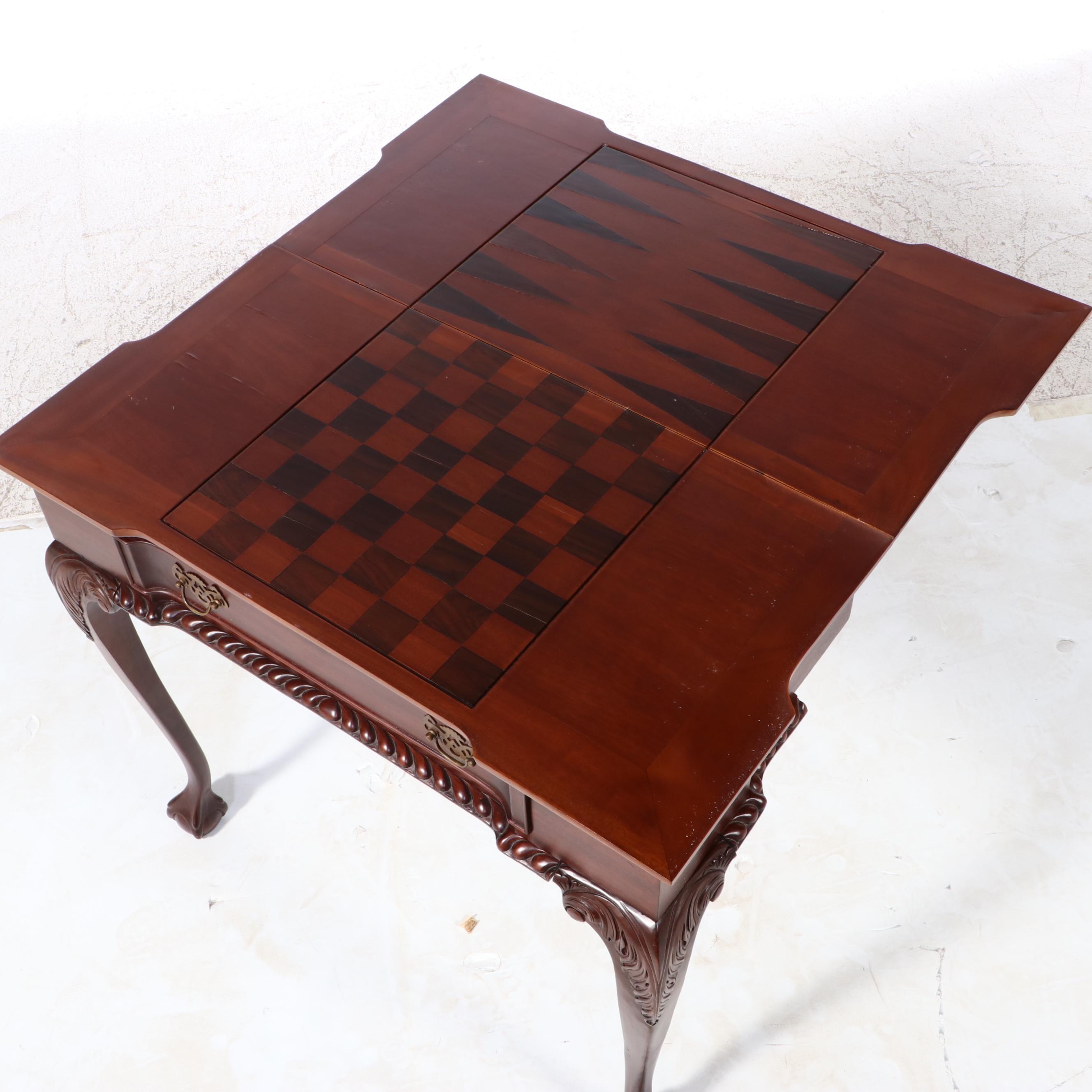 Chippendale Style Mahogany Games / Chess and Backgammon Table