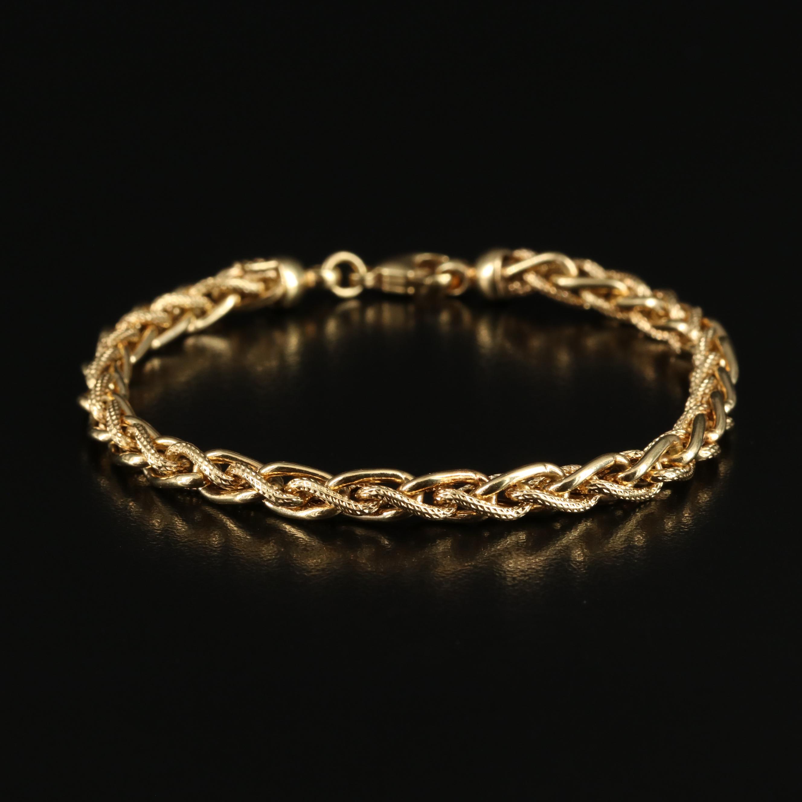 Italian 14K Wheat Chain Bracelet