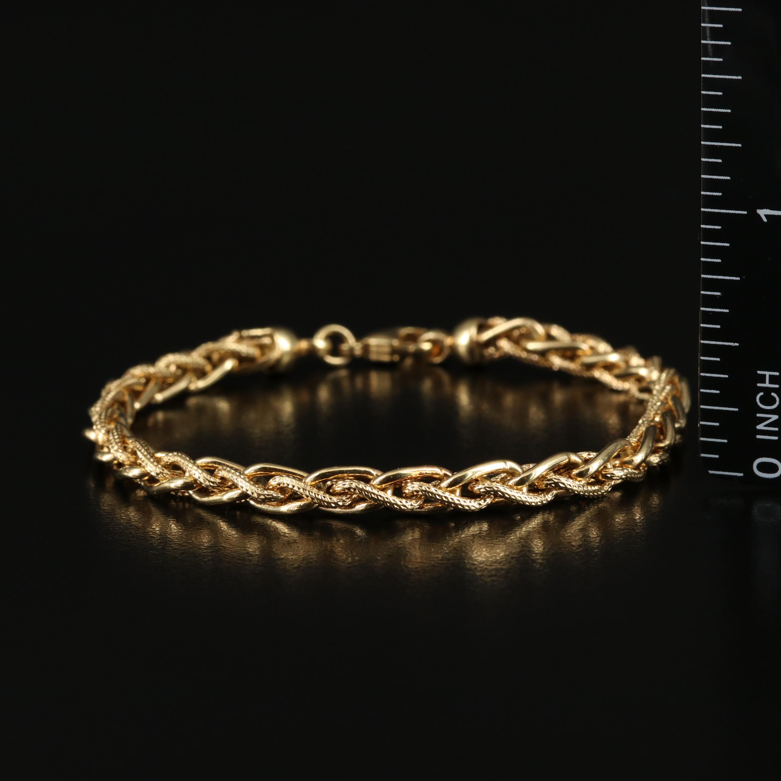 Italian 14K Wheat Chain Bracelet