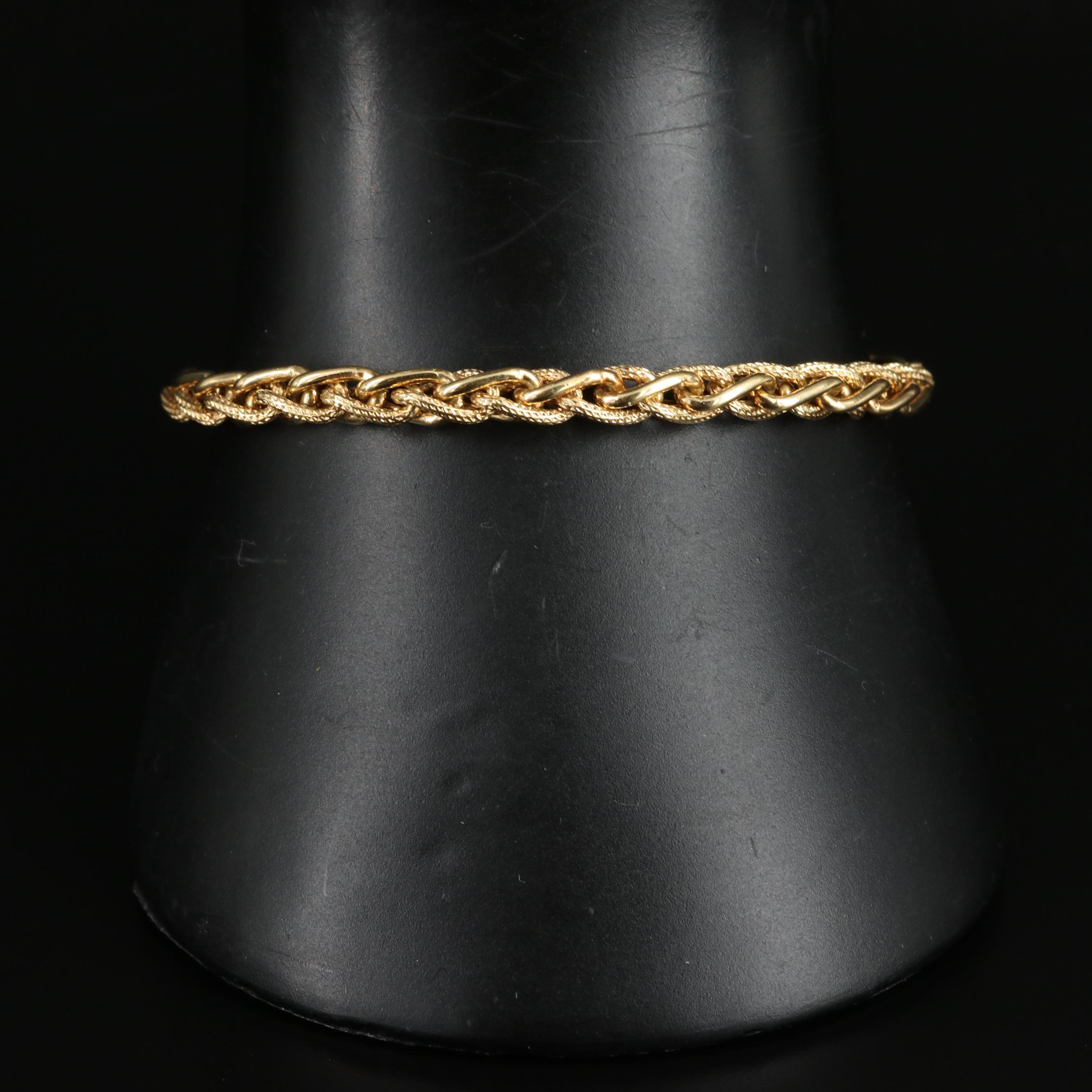 Italian 14K Wheat Chain Bracelet