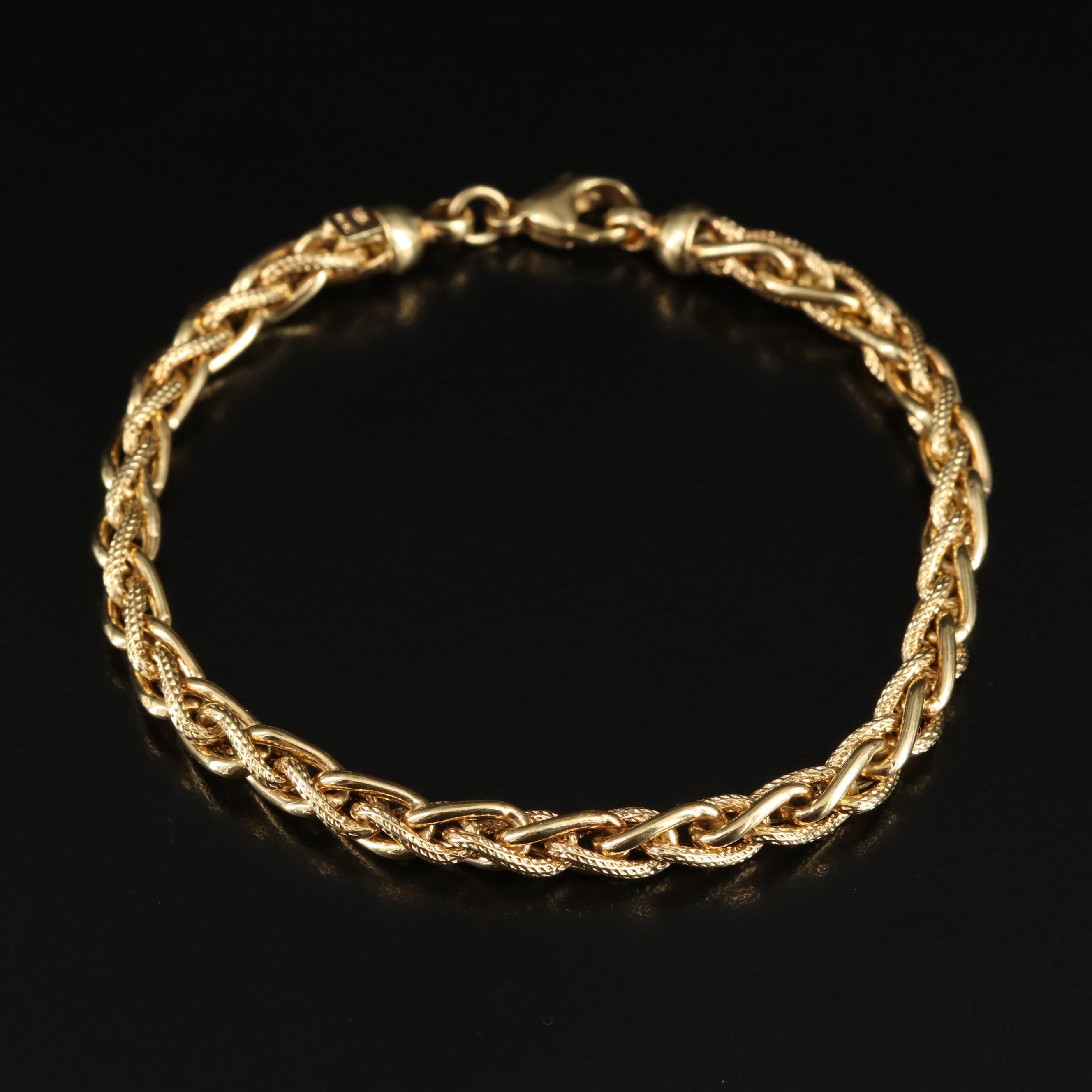 Italian 14K Wheat Chain Bracelet
