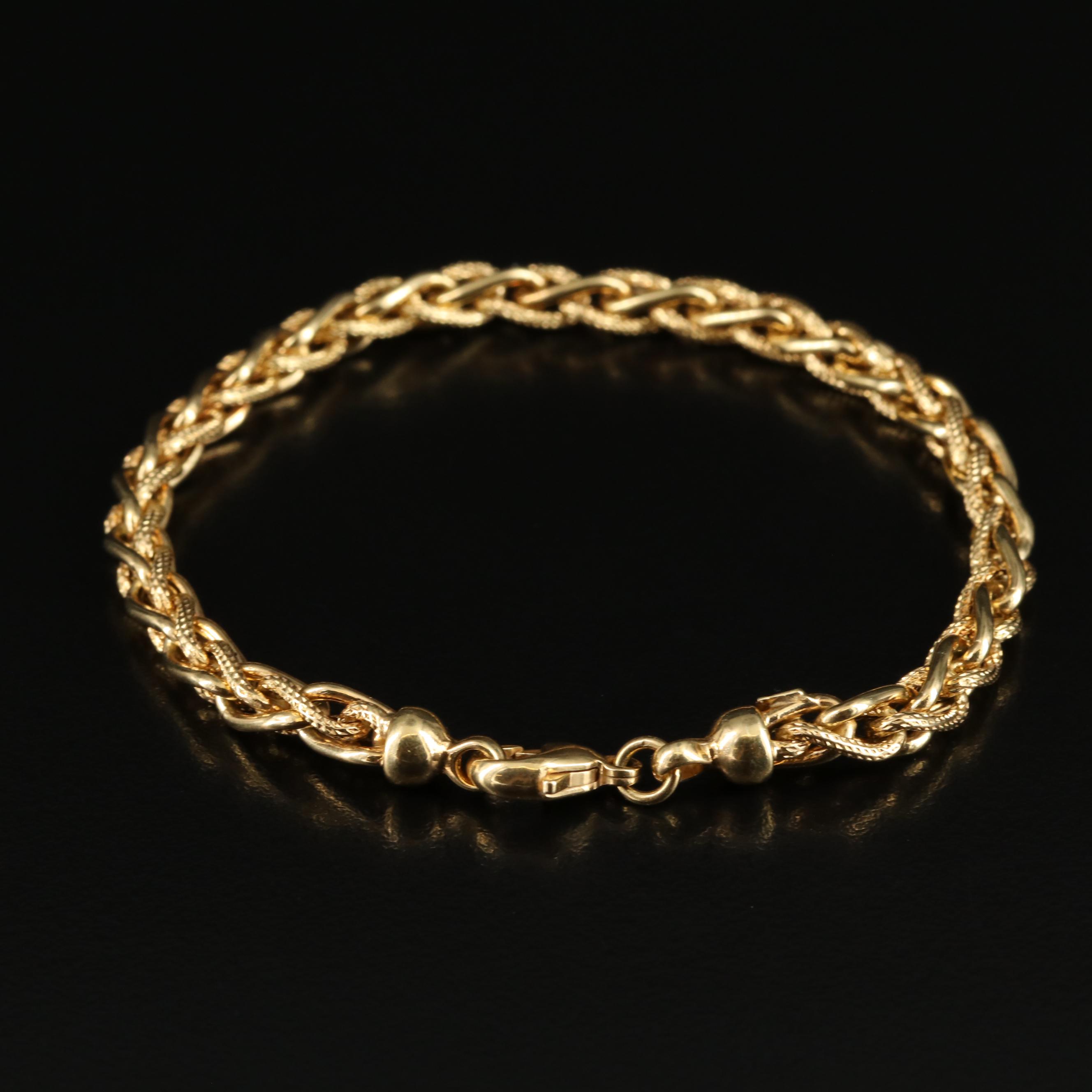 Italian 14K Wheat Chain Bracelet