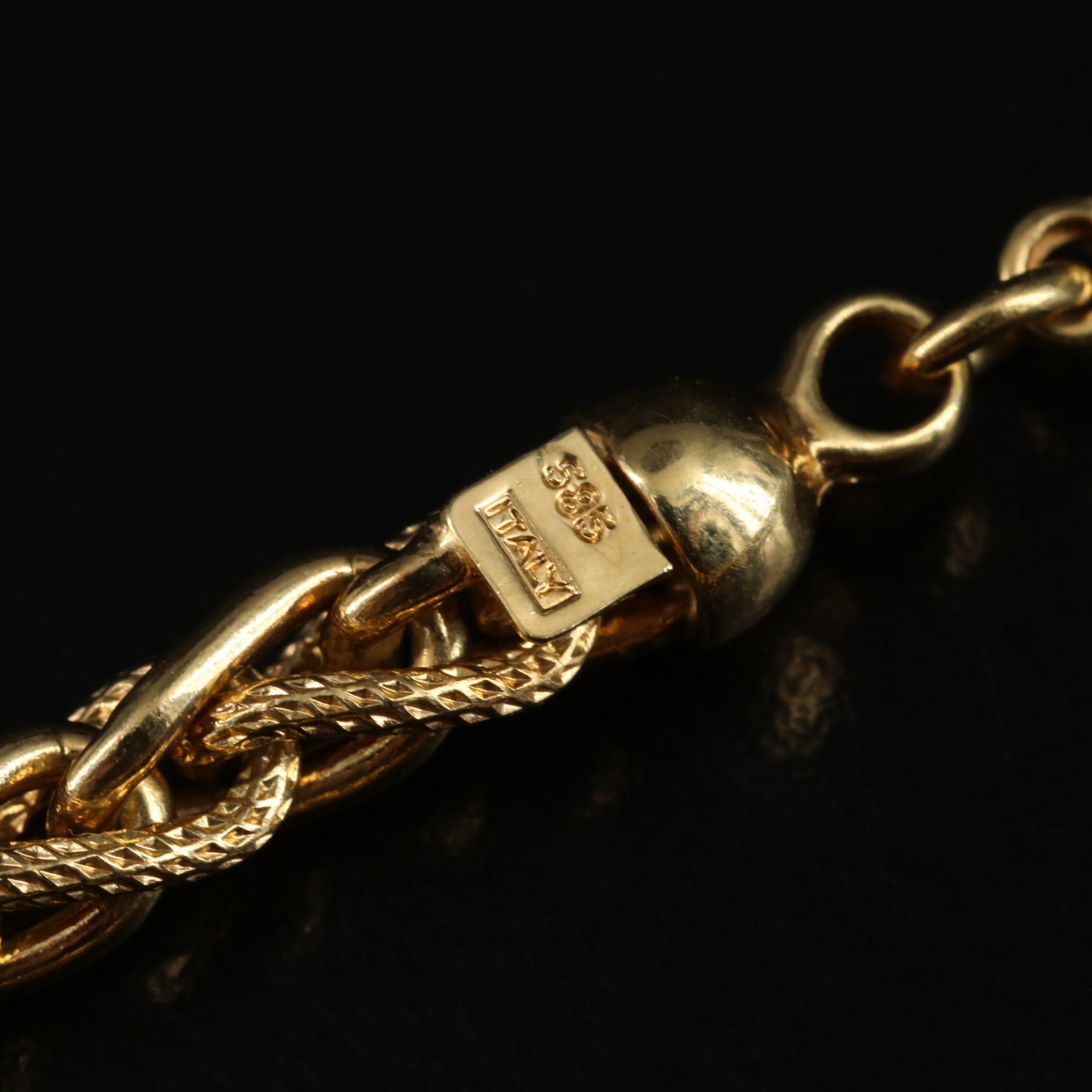 Italian 14K Wheat Chain Bracelet