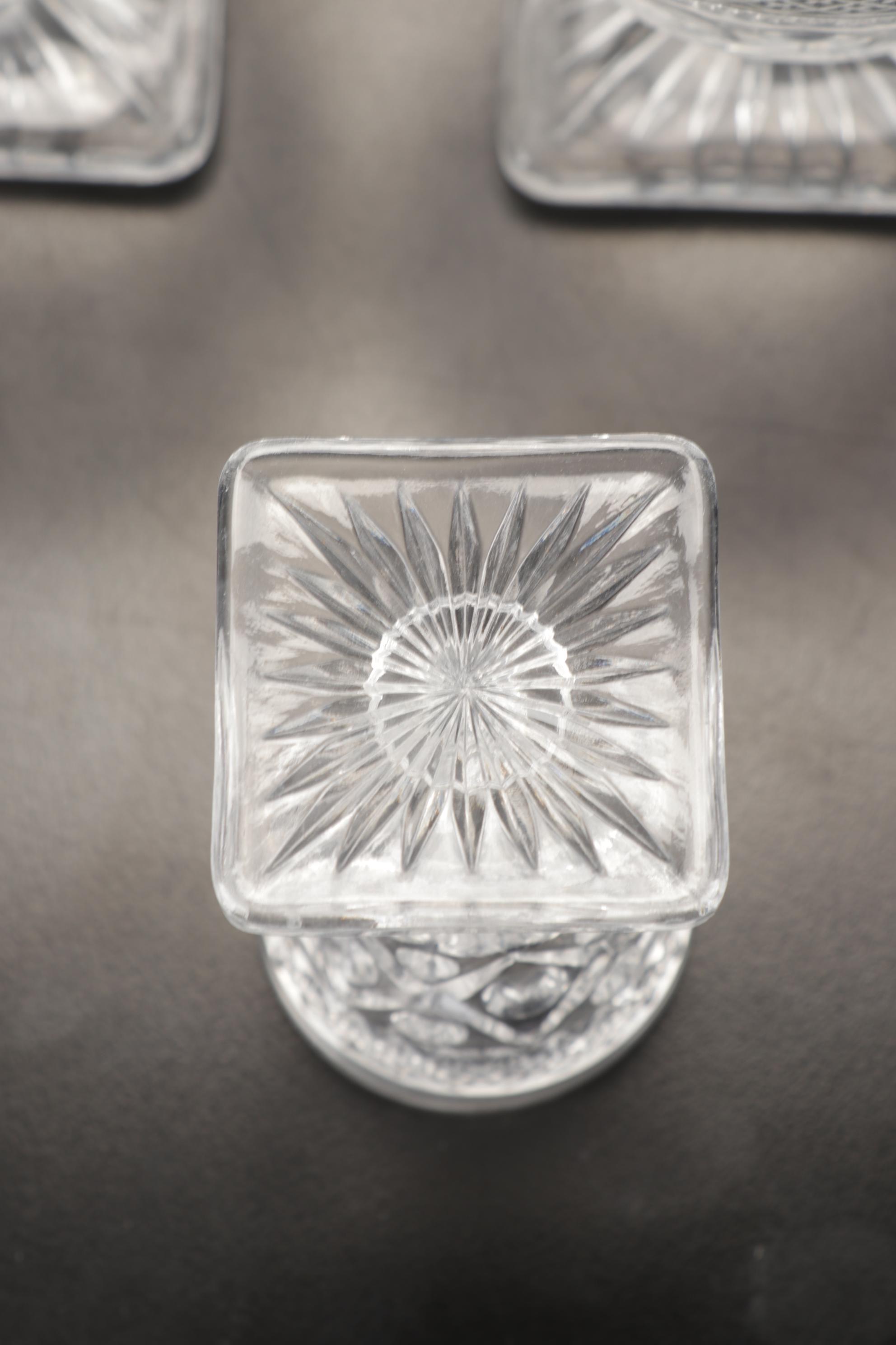 Imperial Glass "Cape Cod Clear" Stemware and Decanter with Sterling Shakers