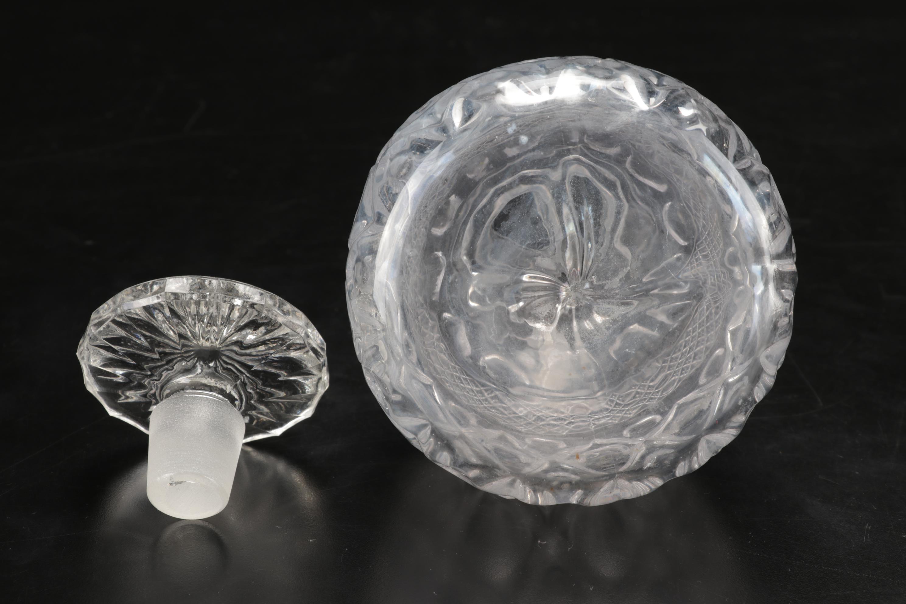 Imperial Glass "Cape Cod Clear" Stemware and Decanter with Sterling Shakers