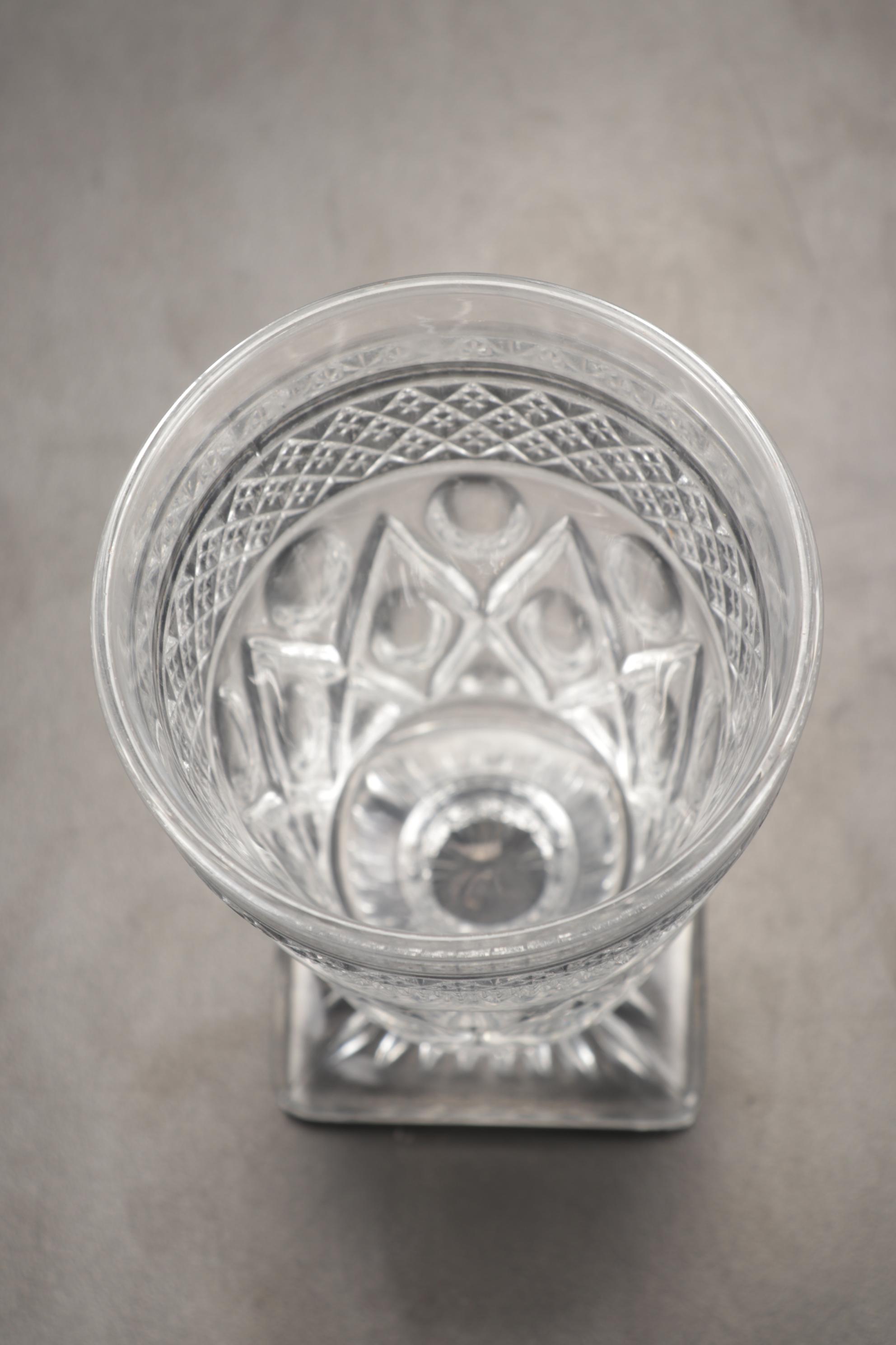 Imperial Glass "Cape Cod Clear" Stemware and Decanter with Sterling Shakers