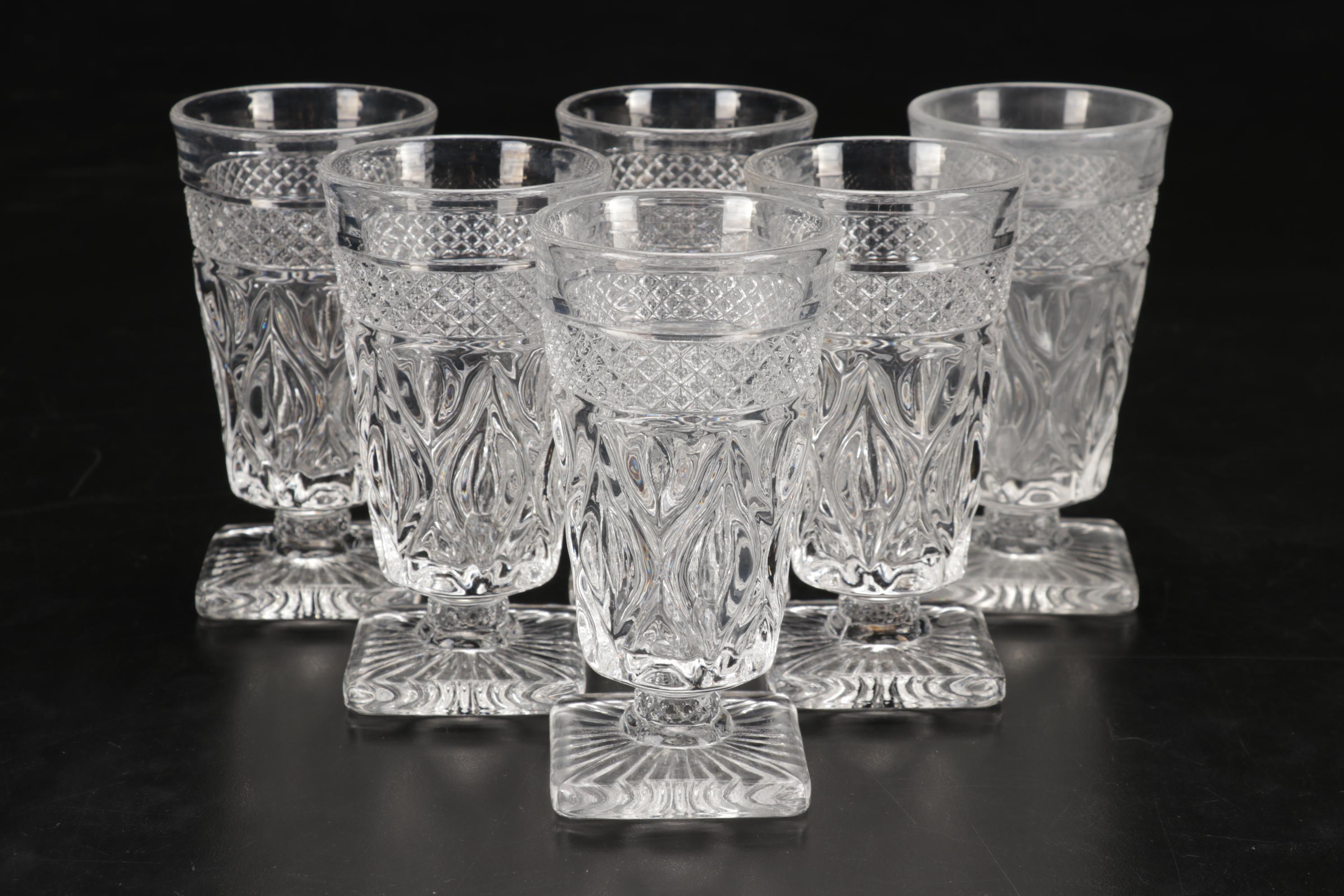 Imperial Glass "Cape Cod Clear" Stemware and Decanter with Sterling Shakers