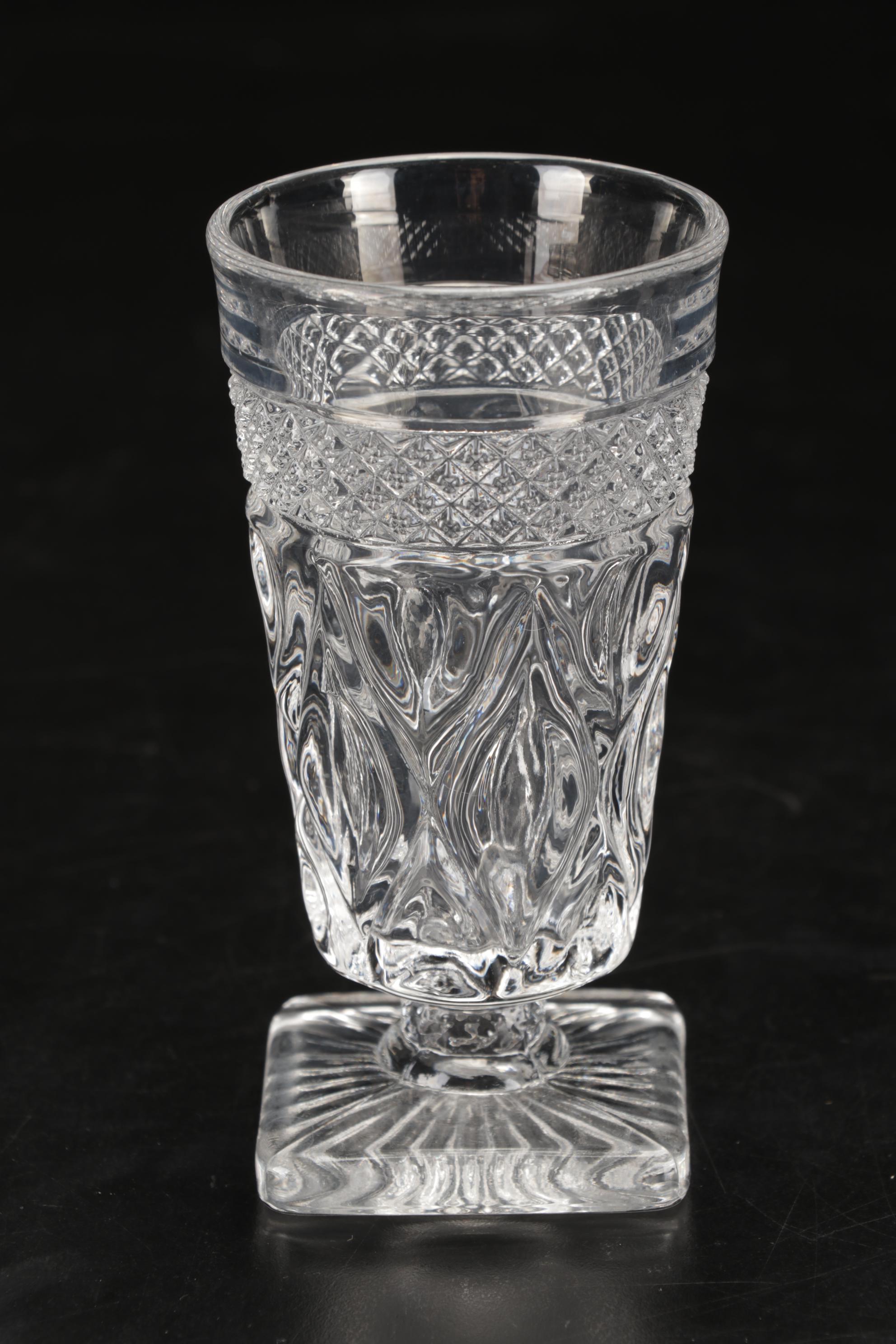 Imperial Glass "Cape Cod Clear" Stemware and Decanter with Sterling Shakers