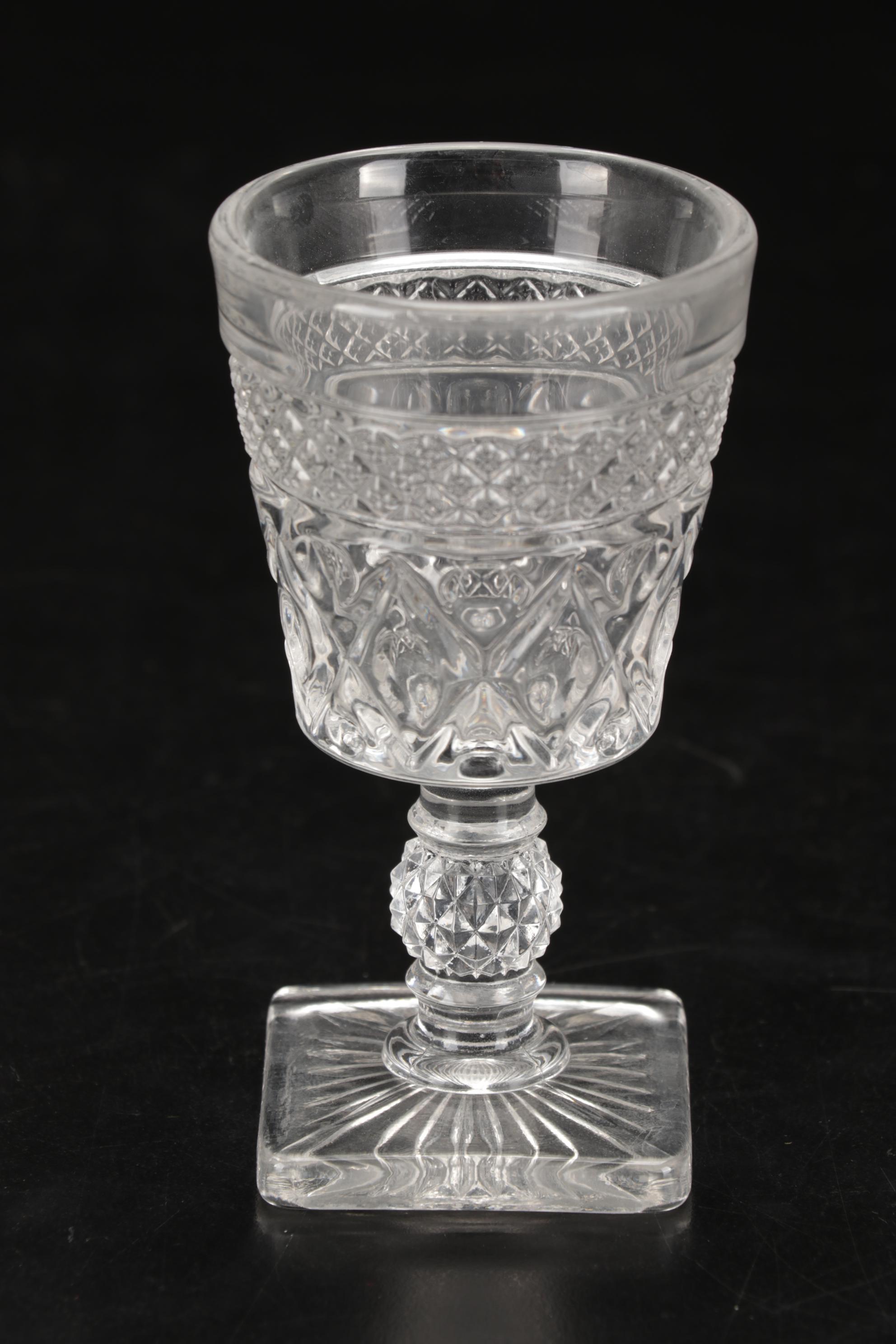 Imperial Glass "Cape Cod Clear" Stemware and Decanter with Sterling Shakers