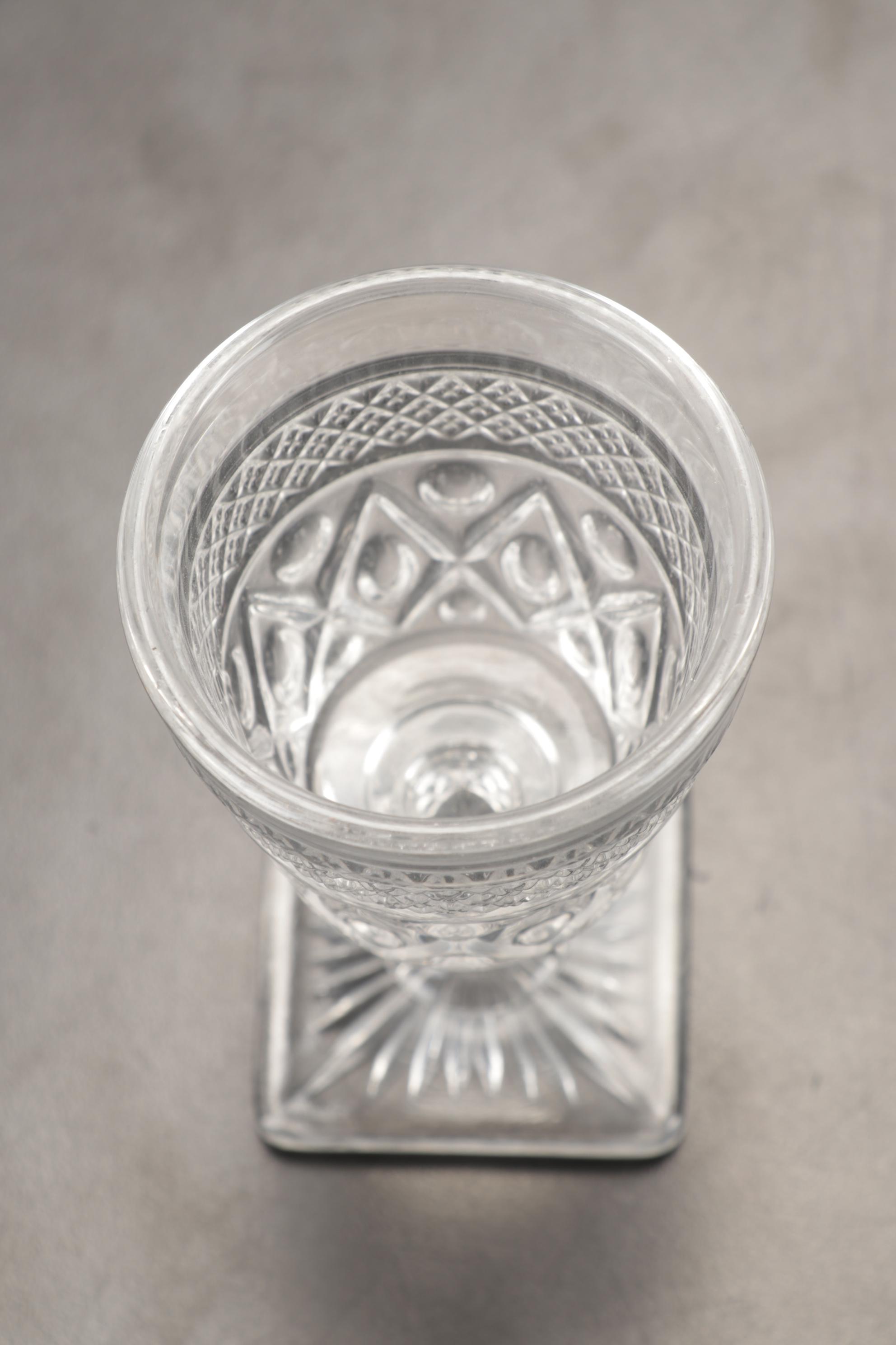 Imperial Glass "Cape Cod Clear" Stemware and Decanter with Sterling Shakers