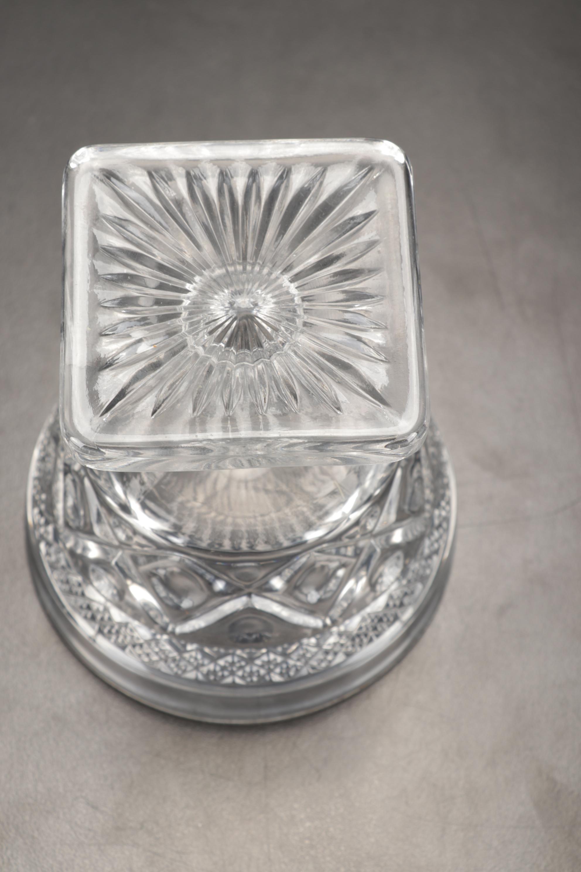 Imperial Glass "Cape Cod Clear" Stemware and Decanter with Sterling Shakers