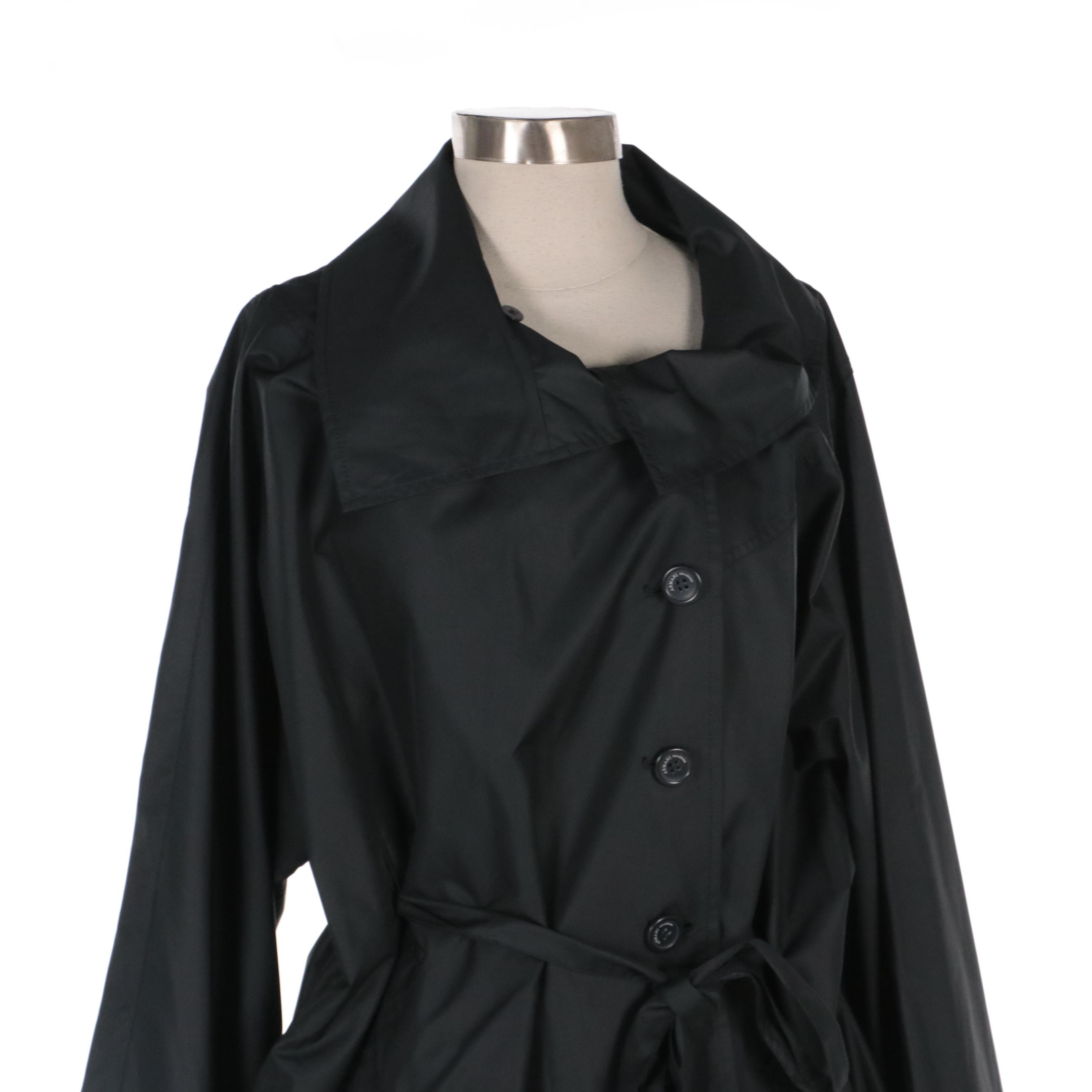 Armani Collezioni Charcoal Oversized Belted Trench Coat