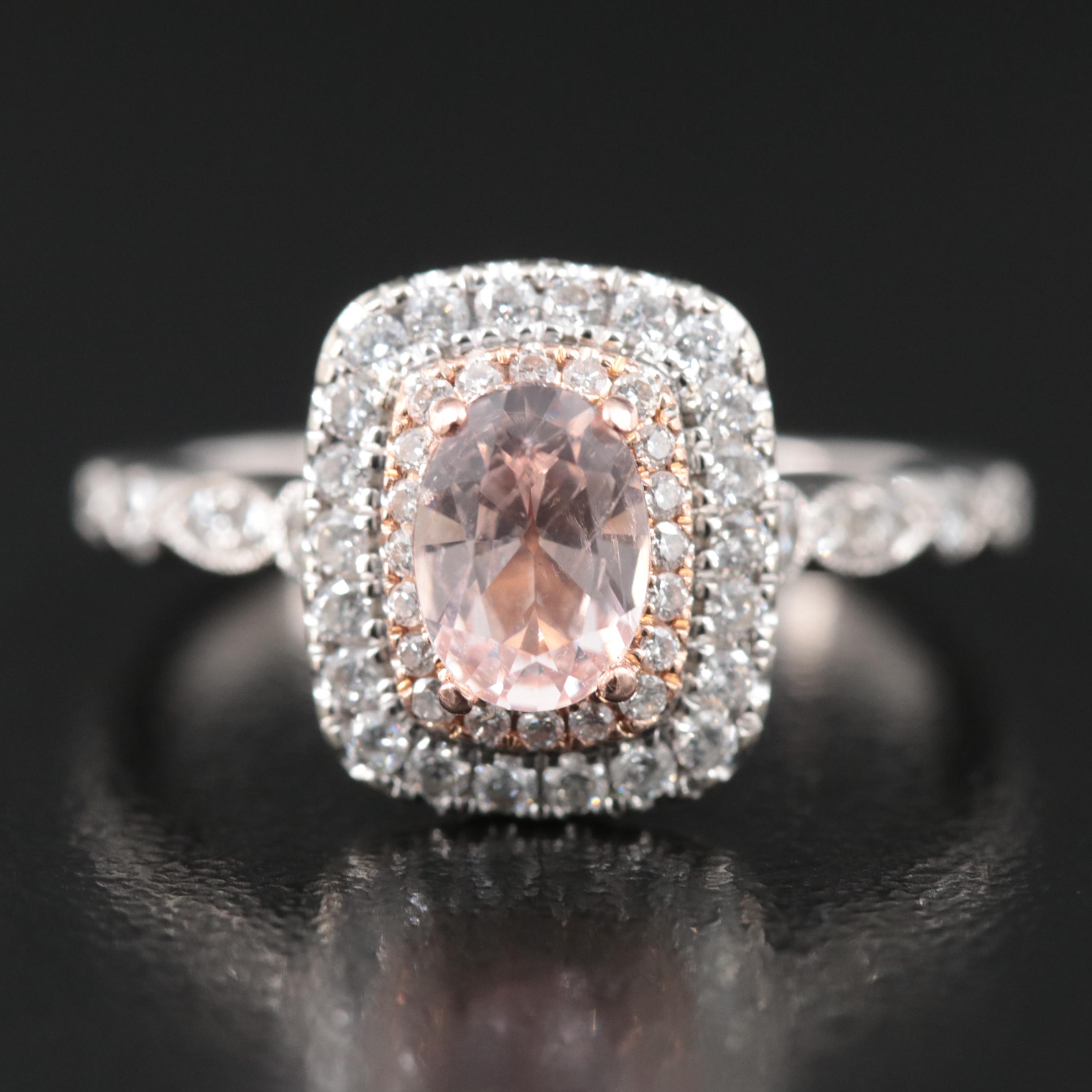 Neil Lane 14K Morganite and 0.67 CTW Diamond Ring with Rose Gold Accent