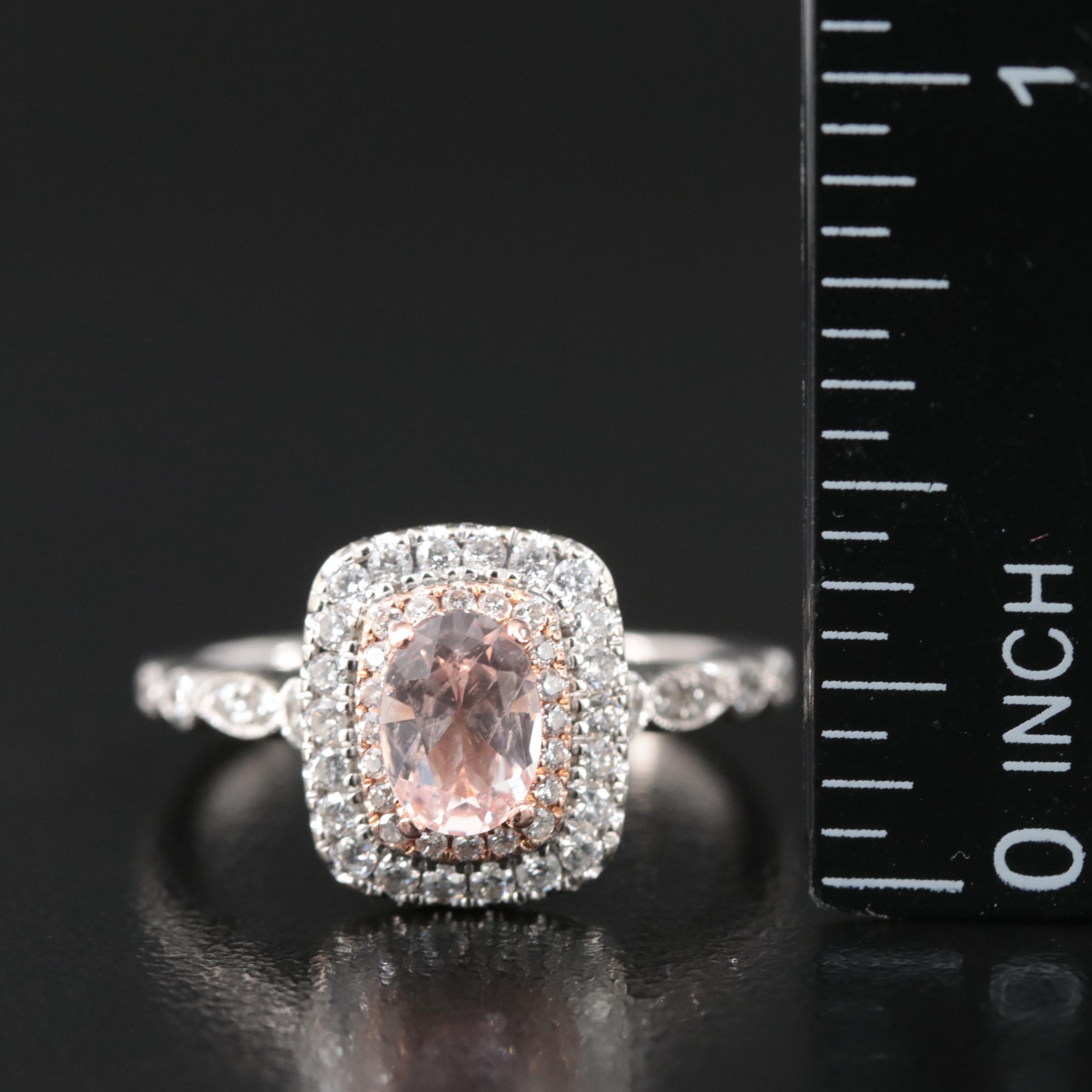 Neil Lane 14K Morganite and 0.67 CTW Diamond Ring with Rose Gold Accent