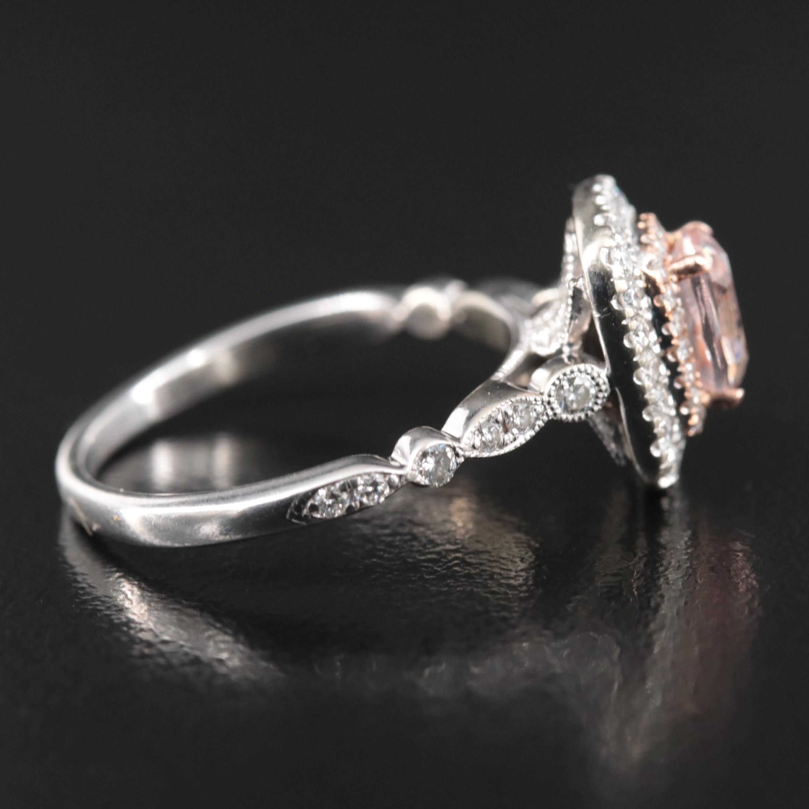 Neil Lane 14K Morganite and 0.67 CTW Diamond Ring with Rose Gold Accent