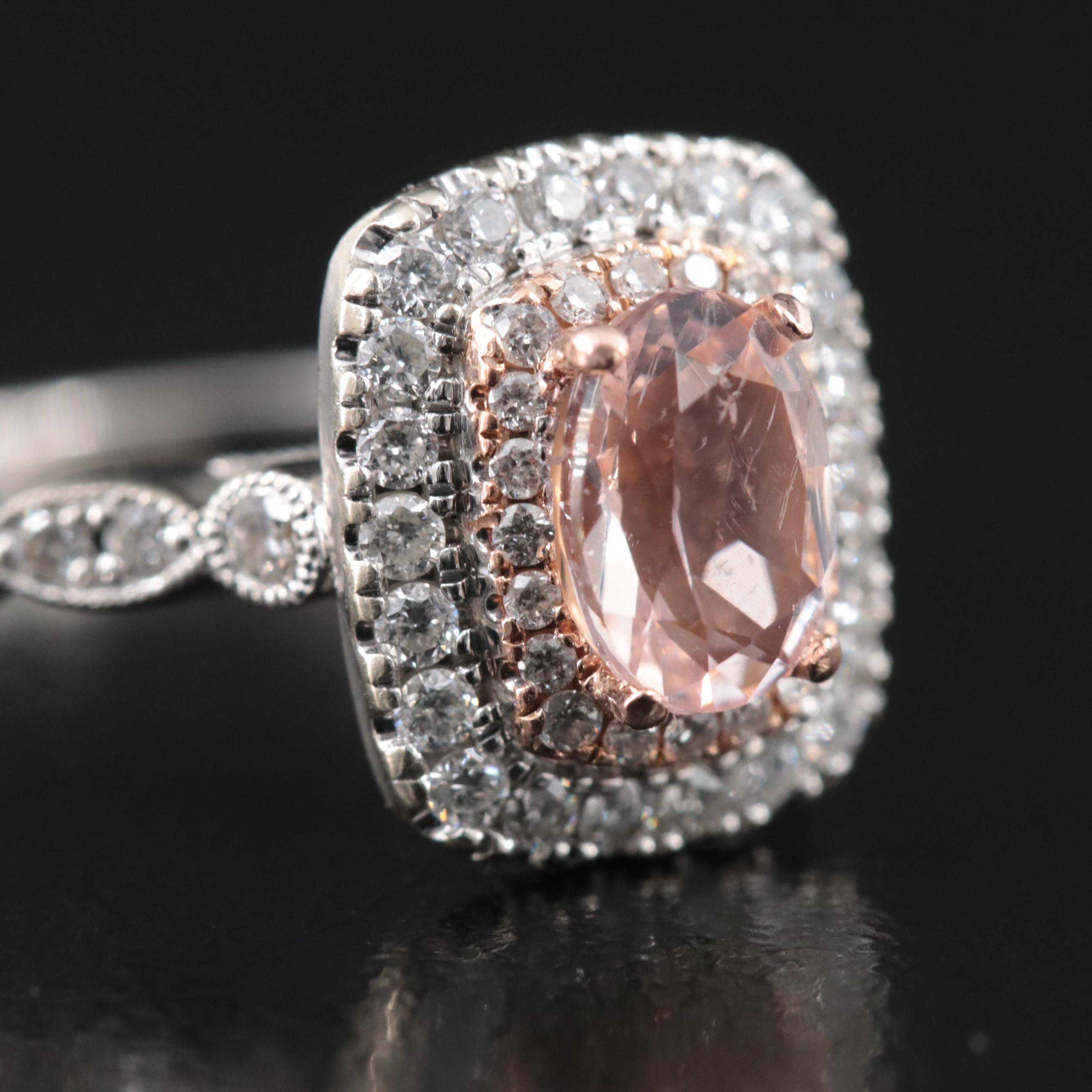 Neil Lane 14K Morganite and 0.67 CTW Diamond Ring with Rose Gold Accent
