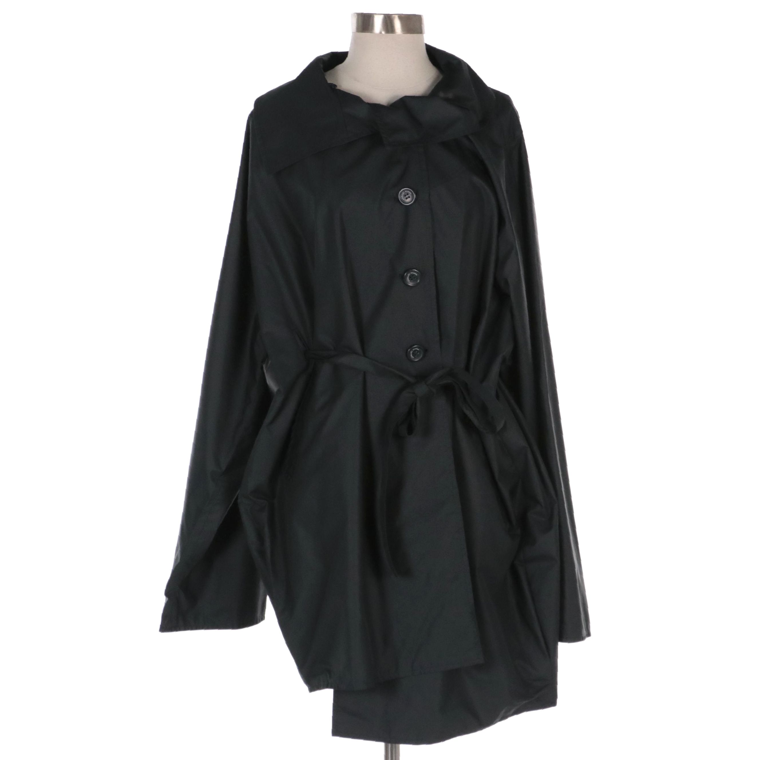 Armani Collezioni Charcoal Oversized Belted Trench Coat