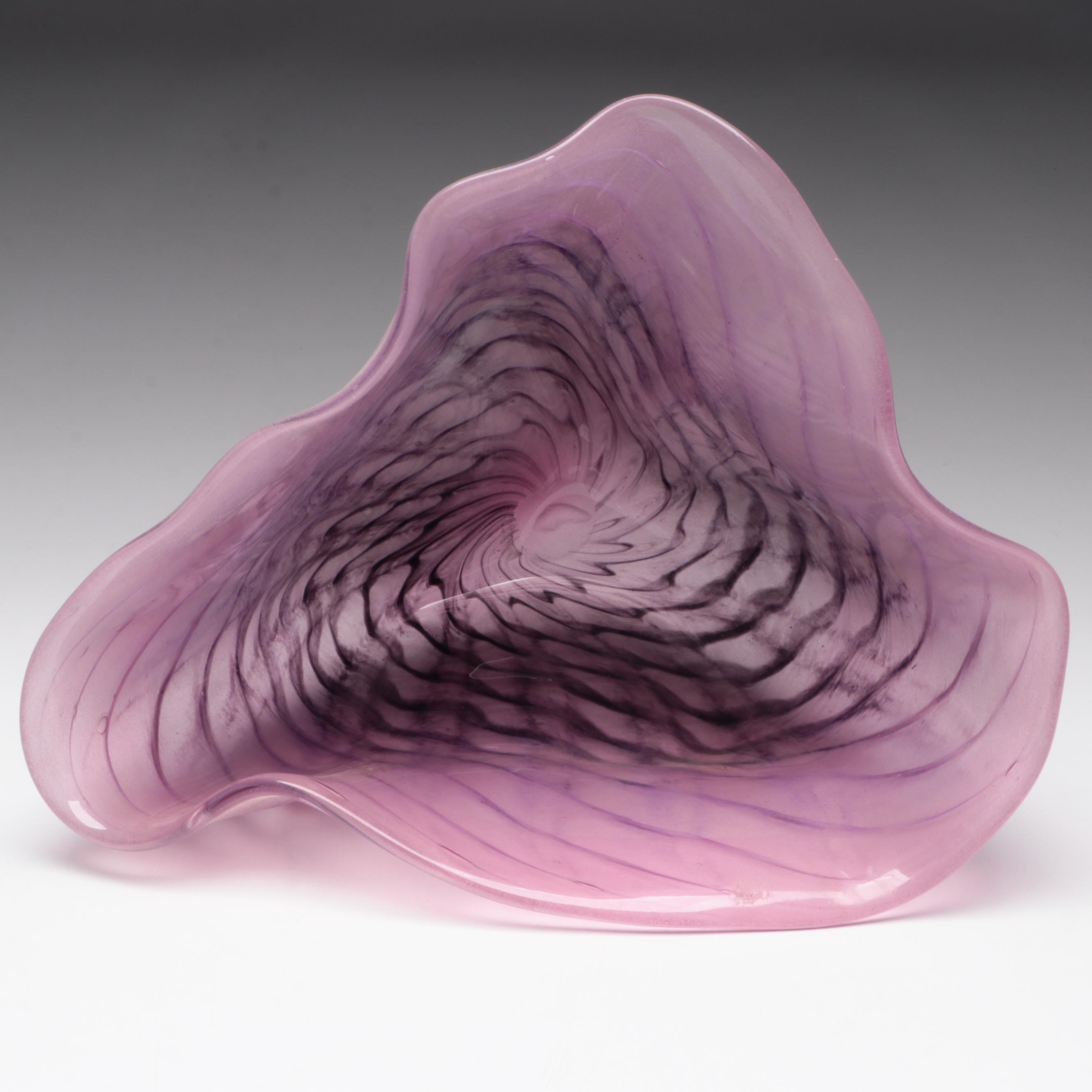 Handblown Fluted and Abstract Freeform Studio Art Glass Vessels