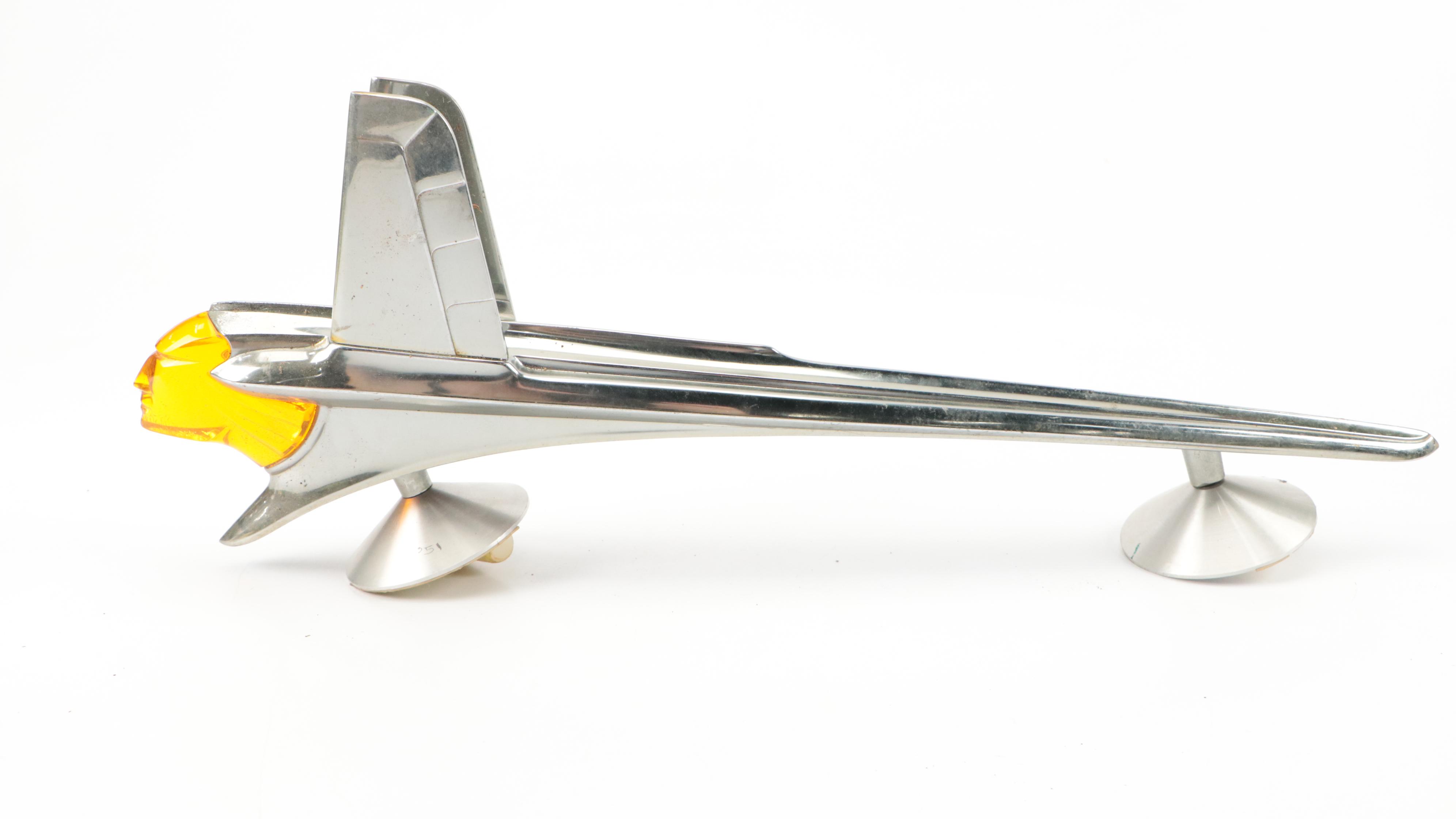 Pontiac Chieftain Deluxe Metal and Amber Acrylic Hood Ornament, 1950s