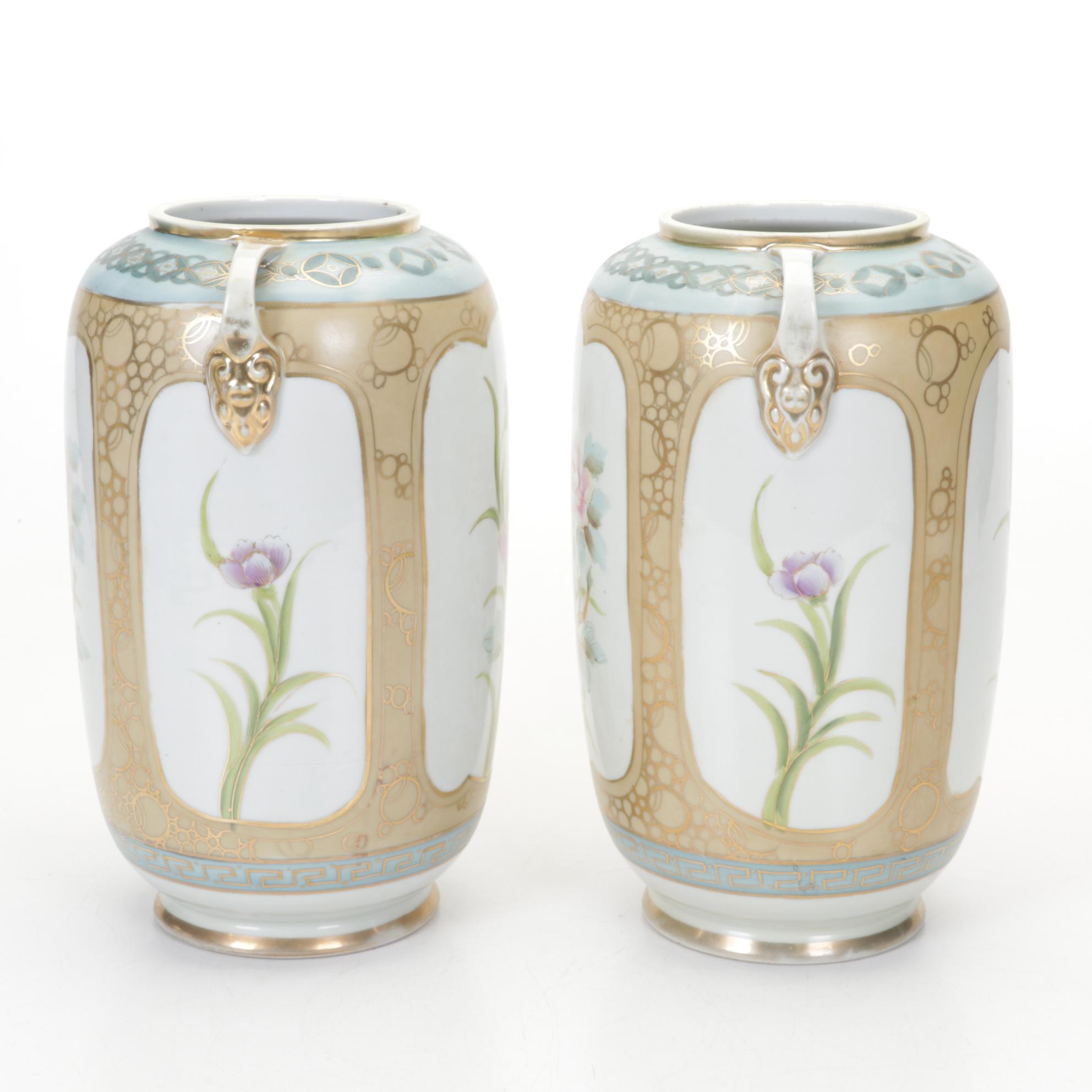 Imperial Nippon Hand-Painted Porcelain Vases