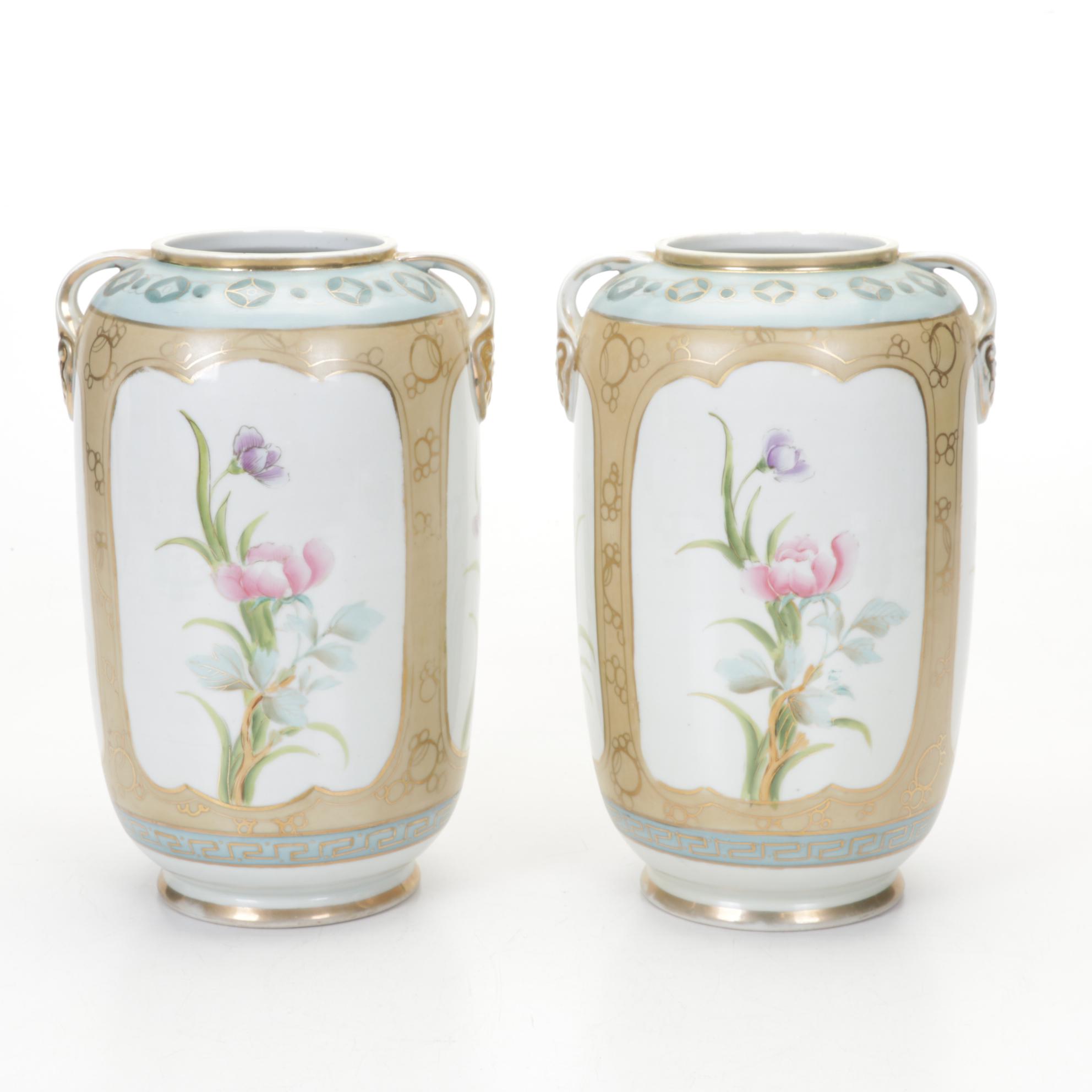 Imperial Nippon Hand-Painted Porcelain Vases