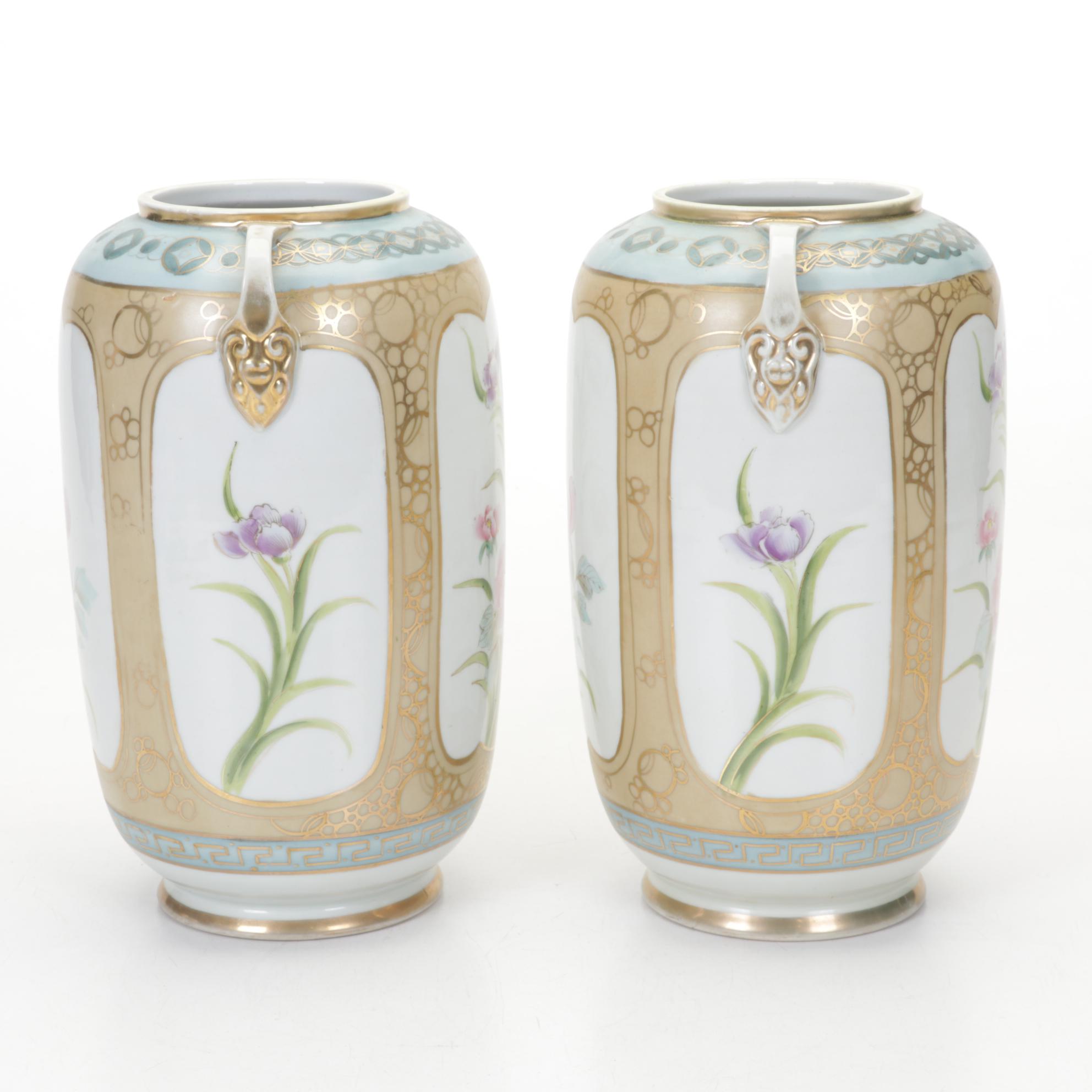 Imperial Nippon Hand-Painted Porcelain Vases