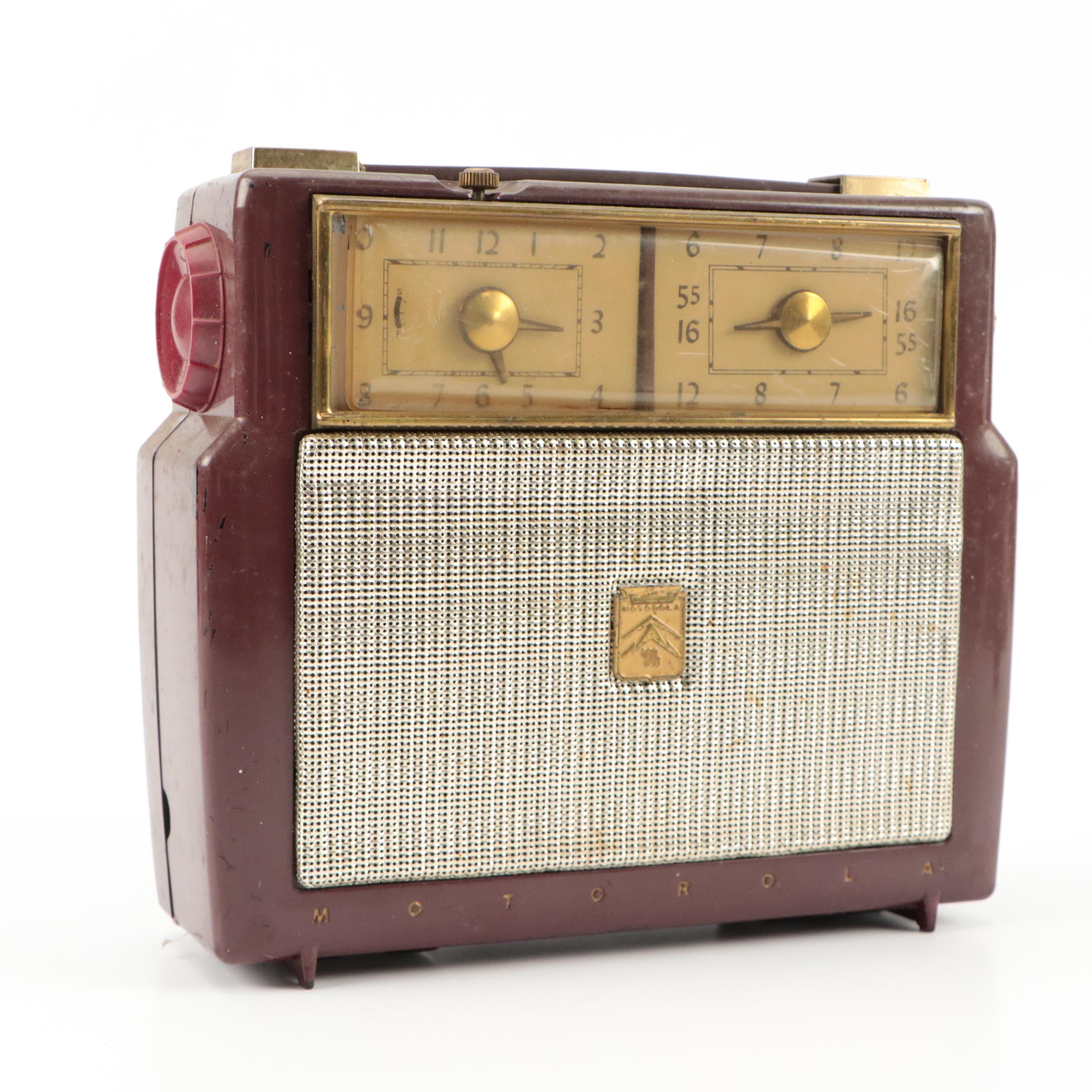 Motorola 53LC2 "Porta-Clock" Maroon Clock Radio, 1950s