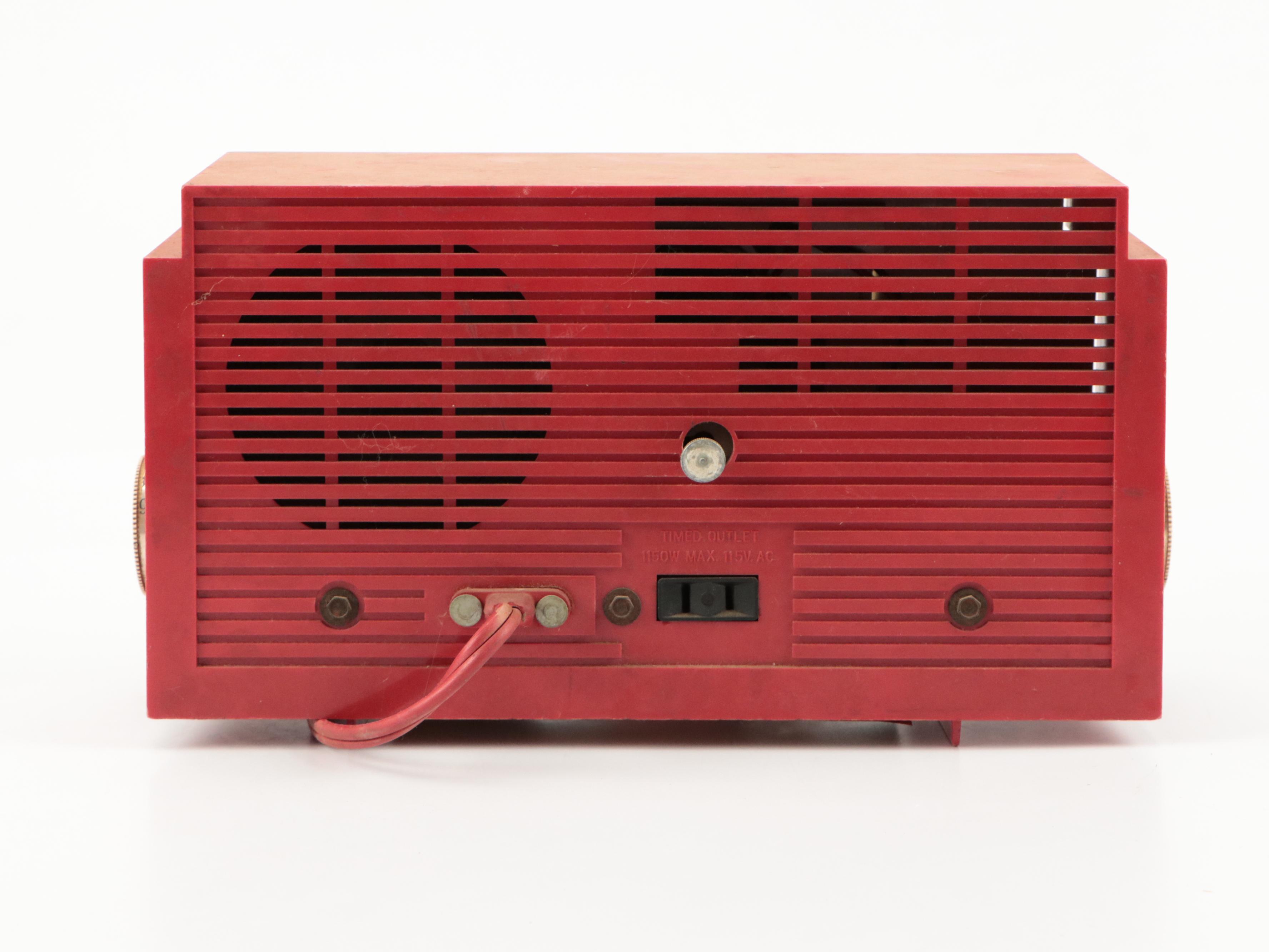 General Electric Red and White Model 941 Clock Radio, 1950s