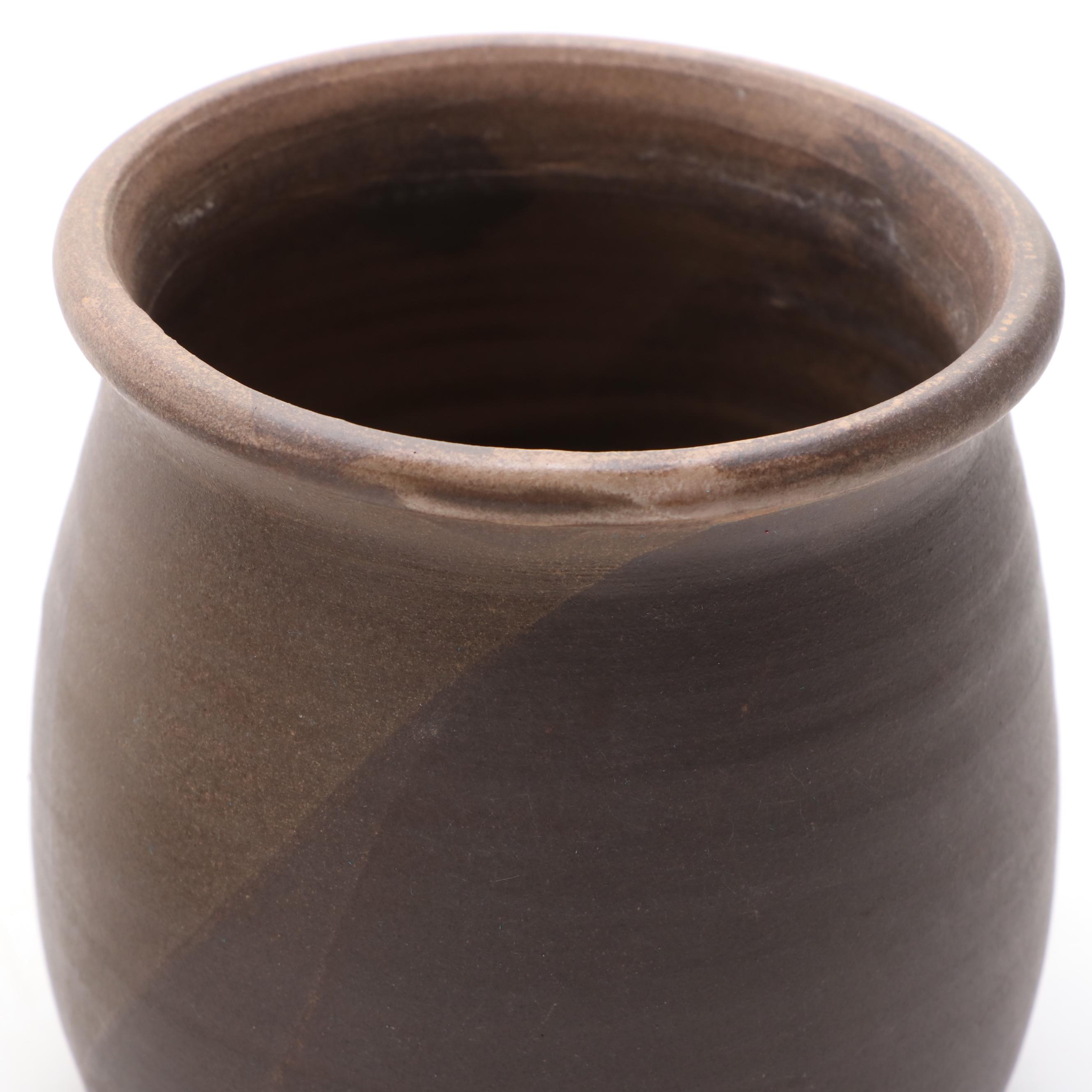 Bottle Form Vase with Other Glazed Vases and Planters