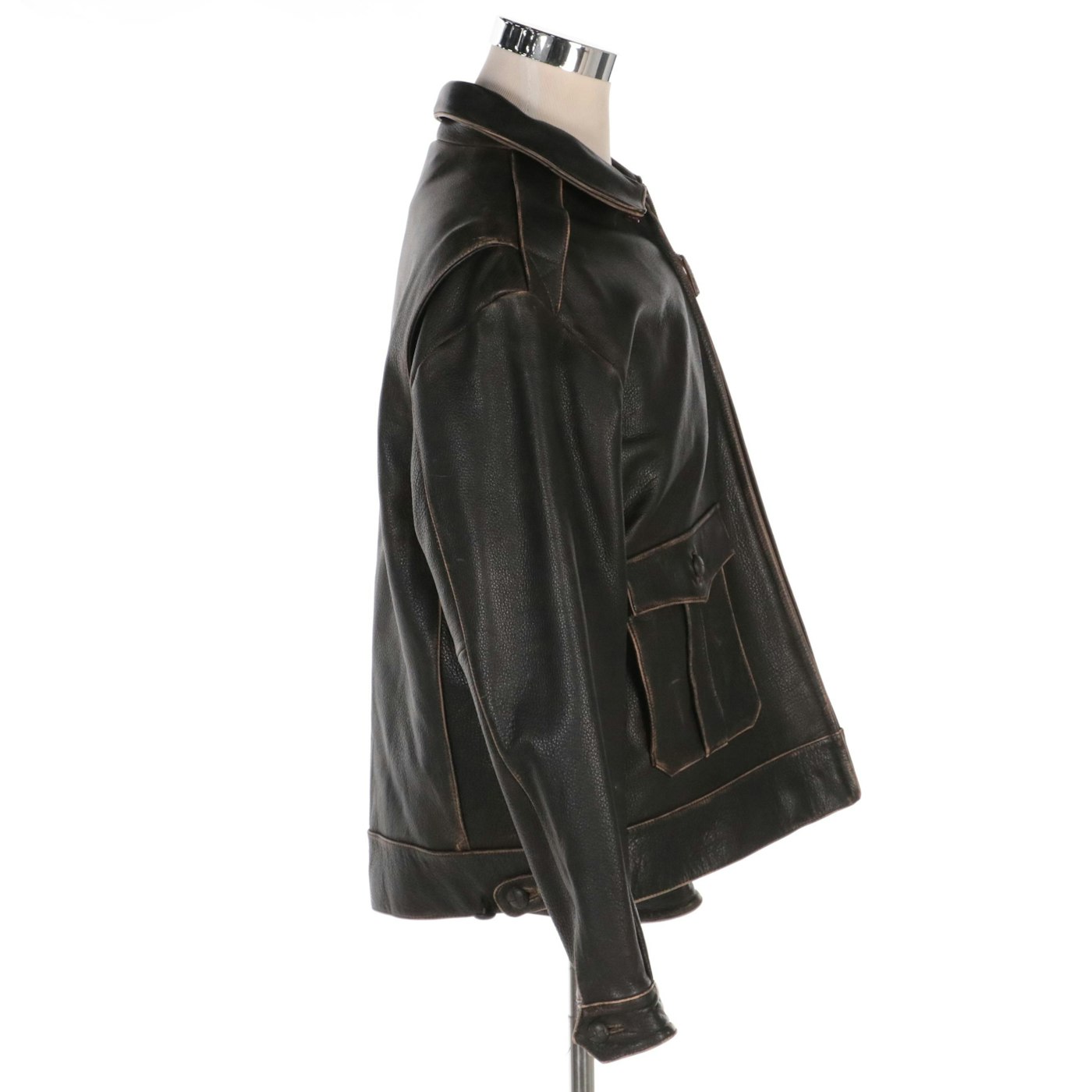 Men's Daniel Cremieux Distressed Brown Leather Jacket | EBTH